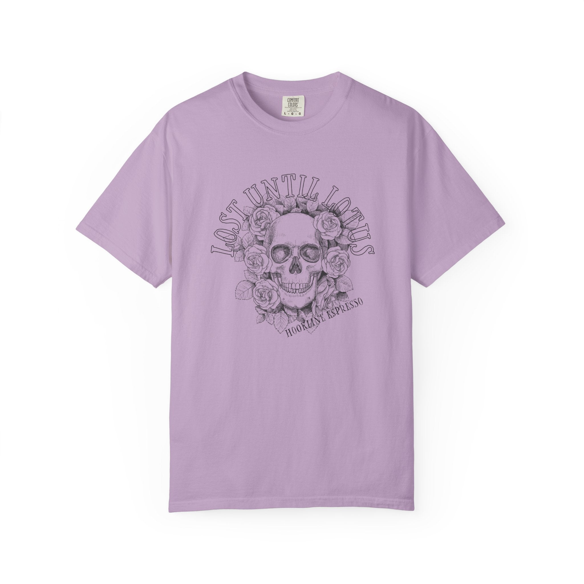 Hookline Espresso Lost Until Lotus Skull Floral Design