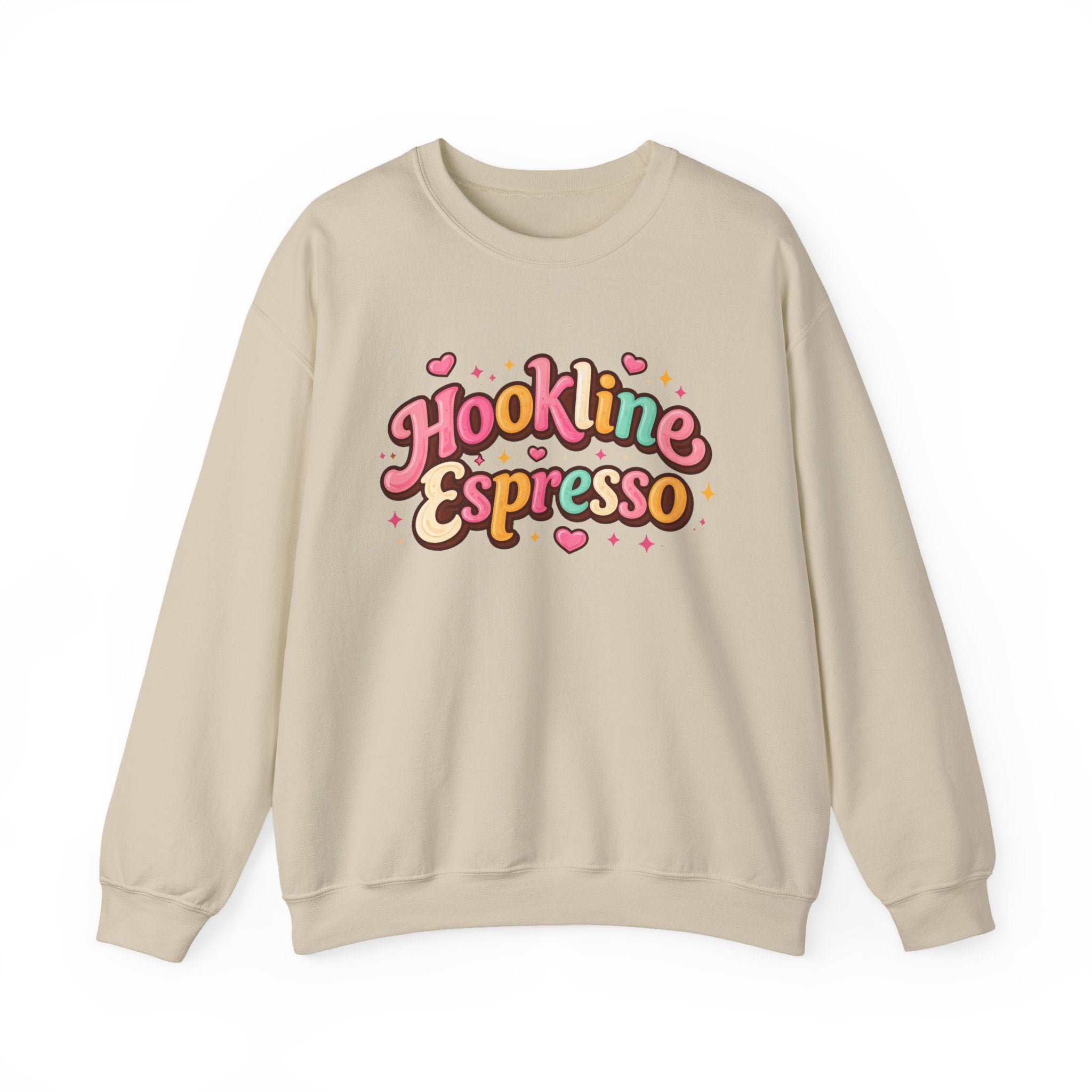 Hookline Espresso Crewneck Sweatshirt — Cute Retro Coffee Graphic
