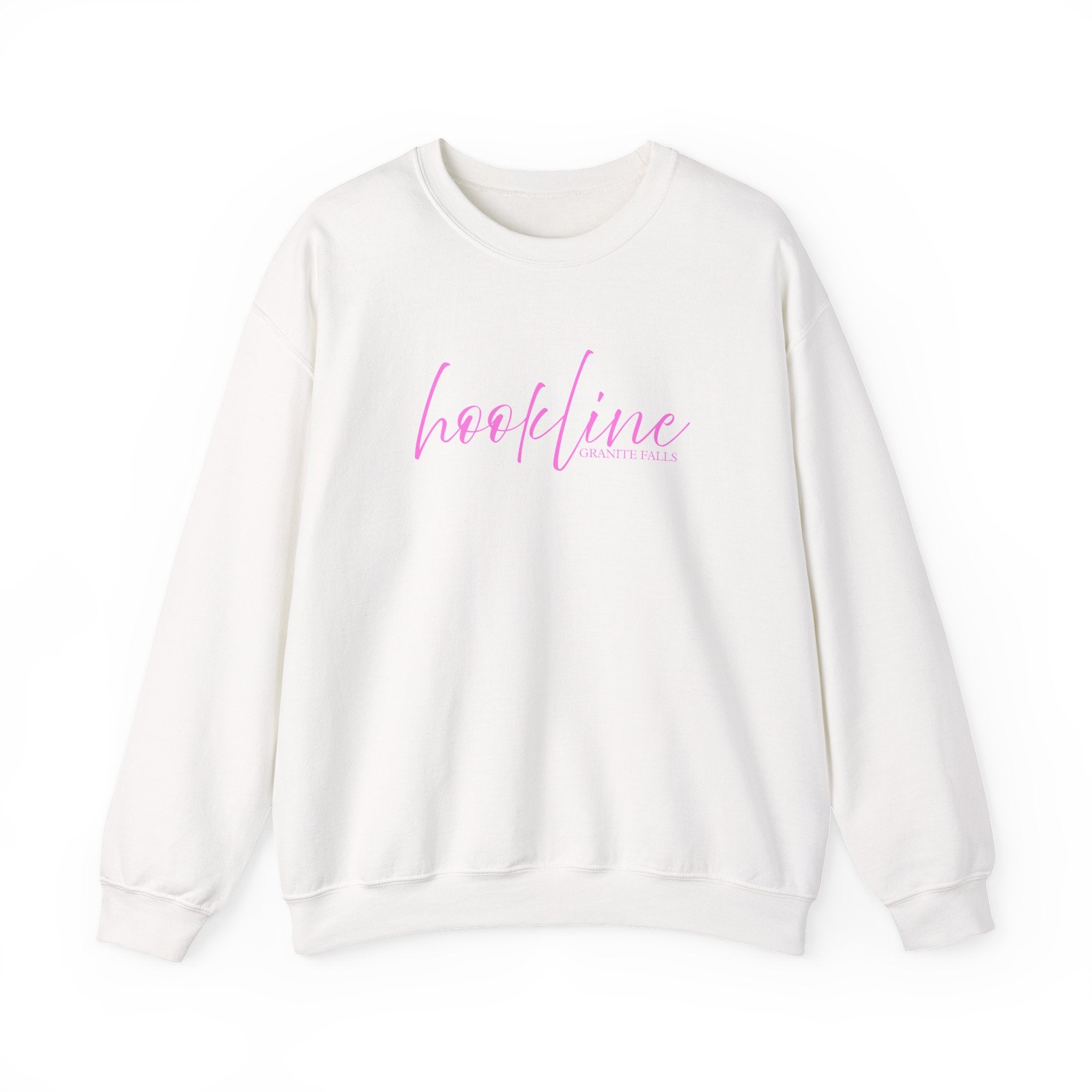 Cozy Hookline Espresso Crewneck Sweatshirt Pink Font