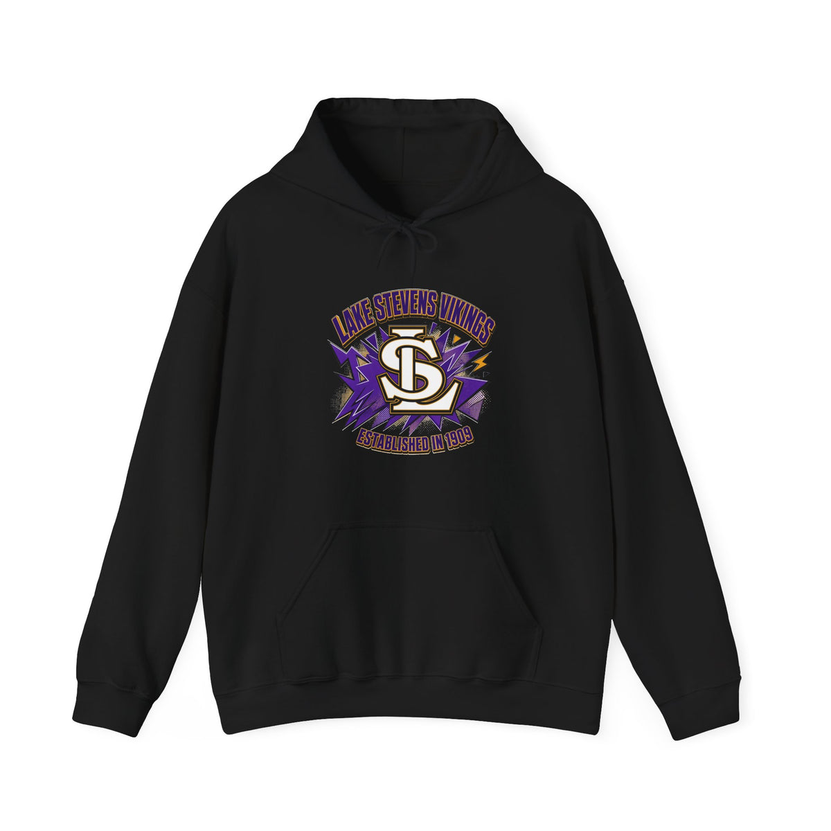 Lake Stevens Vikings Hoodie – Retro Lightning Logo Pullover