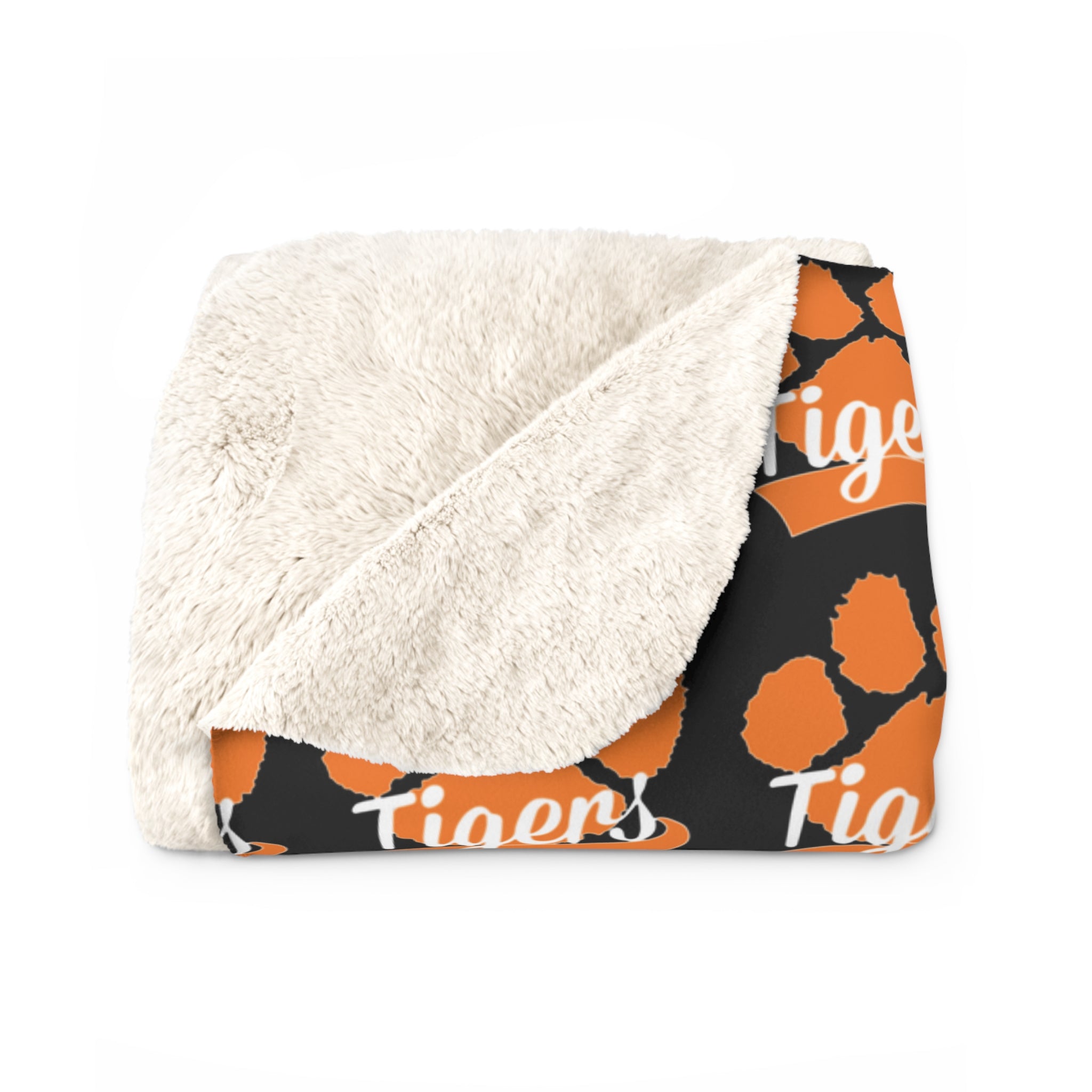 Granite Falls Tigers Sherpa Fleece Blanket — Black Tiger Repeat Logo Cozy Throw