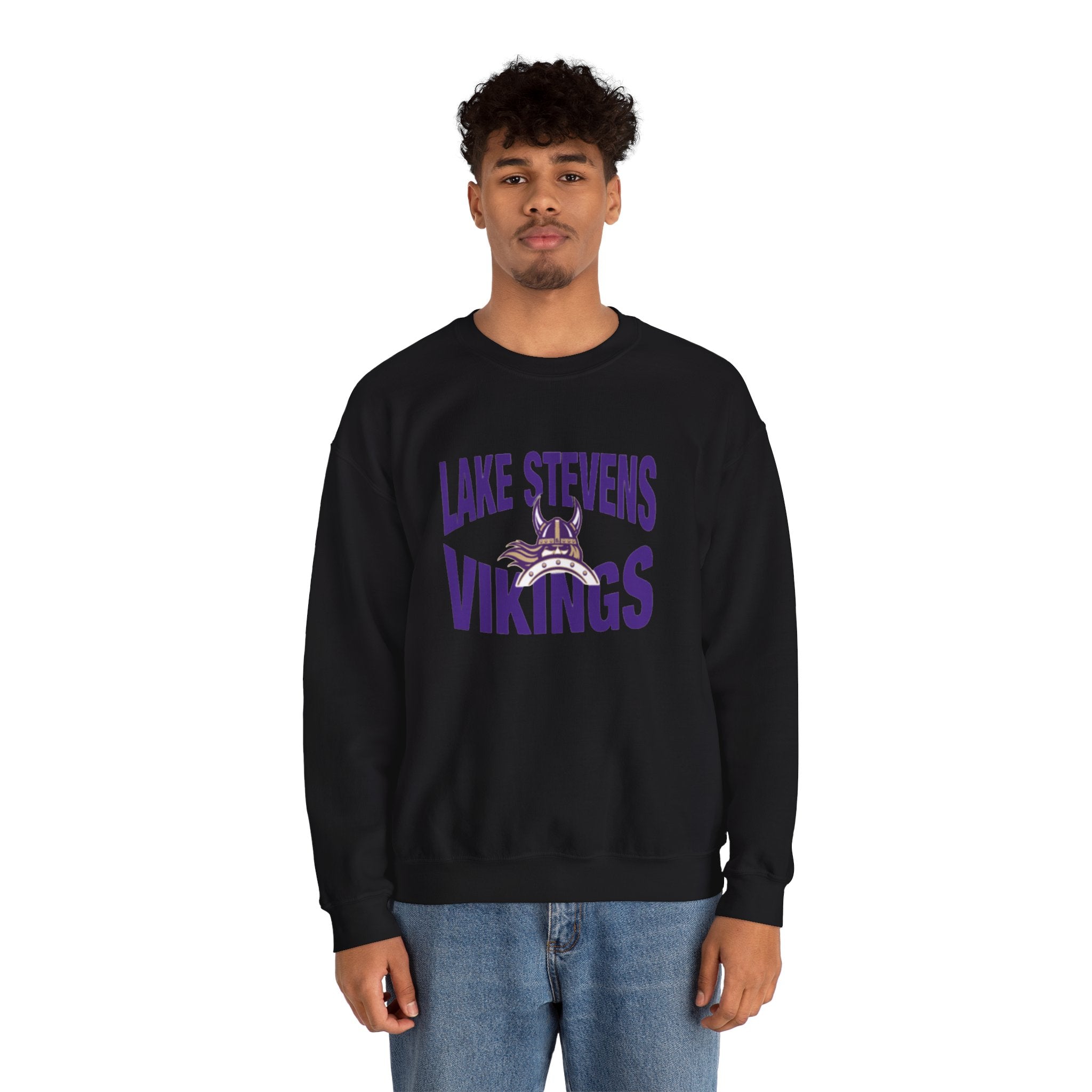 Lake Stevens Vikings Crewneck Sweatshirt – Bold Front Graphic School Spirit Sweatshirt