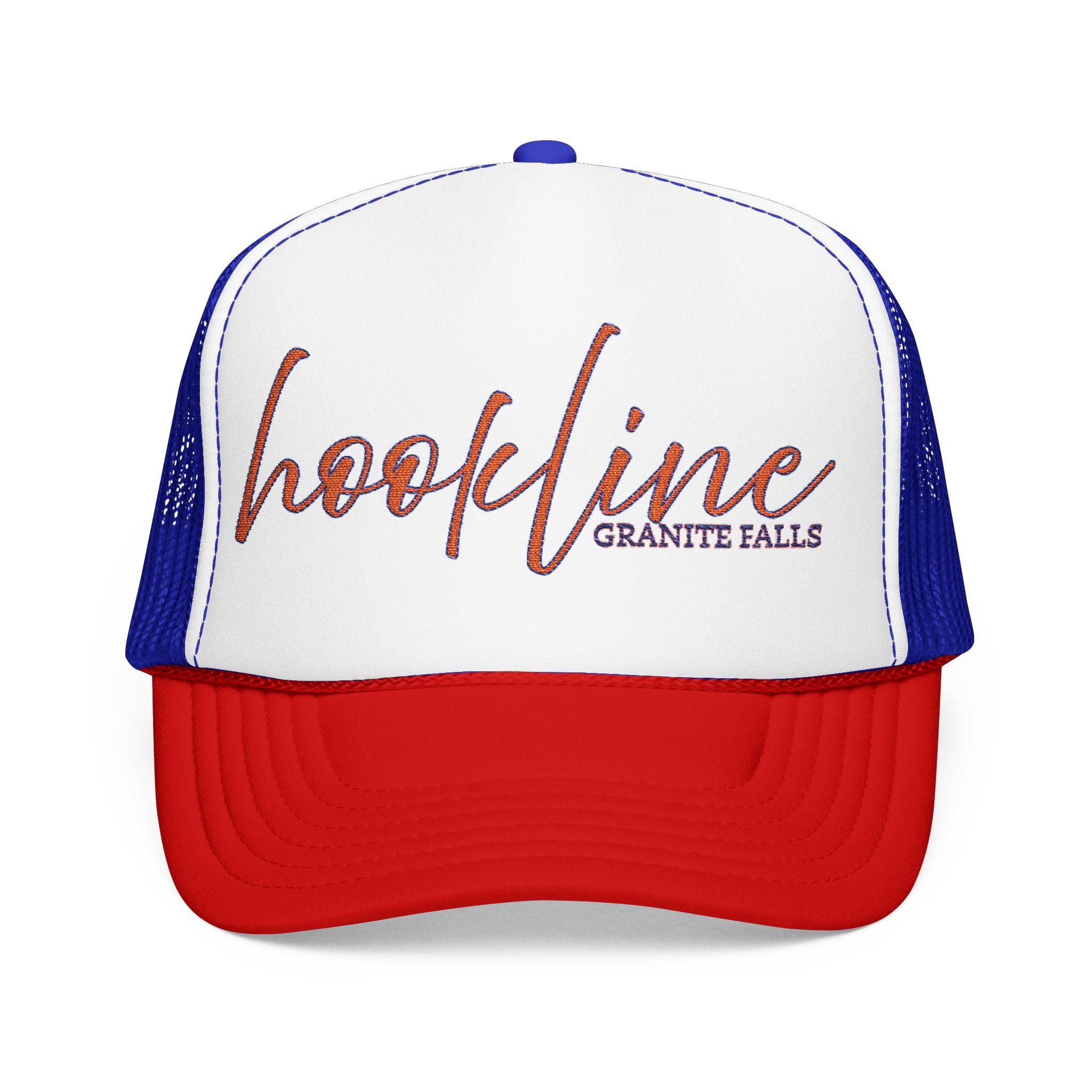 American Hookline Trucker Hat — Retro USA Script Foam Cap