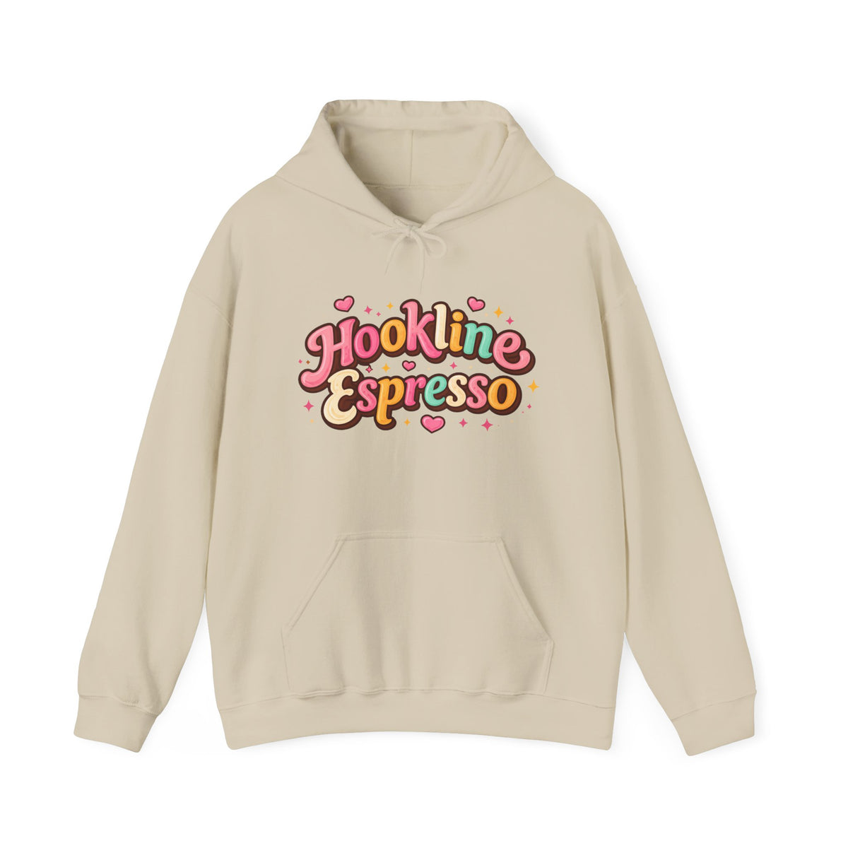 Hookline Espresso Hoodie — Mountain Coffee Logo Pullover