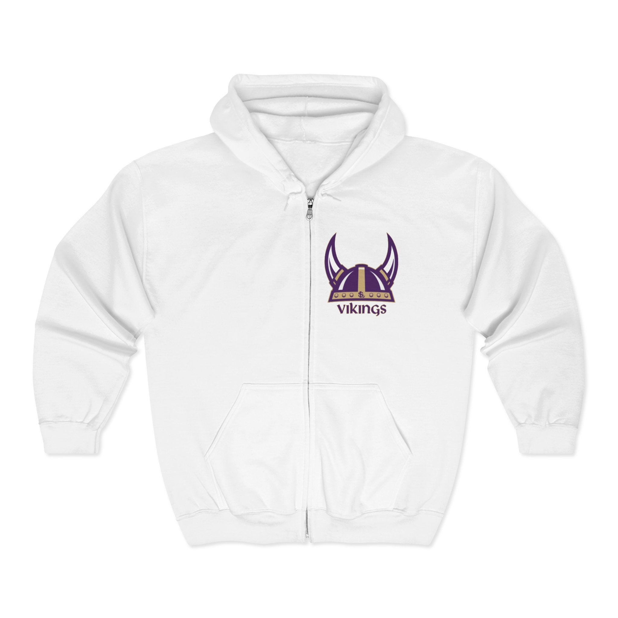 Vikings Helmet Zip Hoodie — Purple & Gold Lake Stevens Full-Zip Sweatshirt