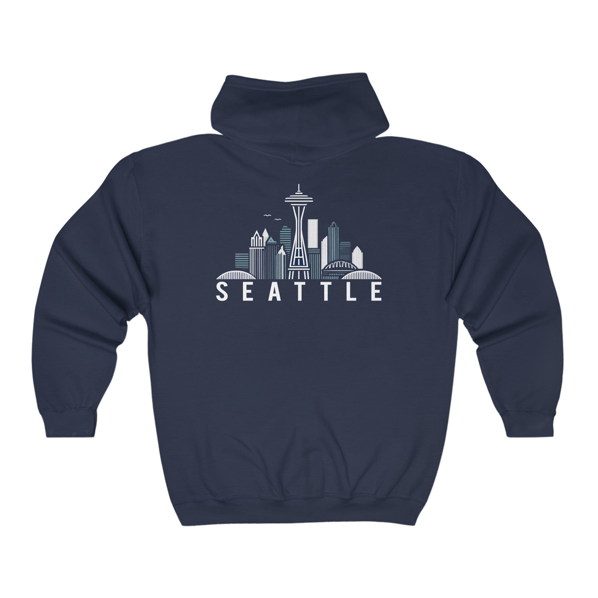 Seattle Skyline Baseball Unisex Heavy Blend Full Zip Hooded Sweatshirt