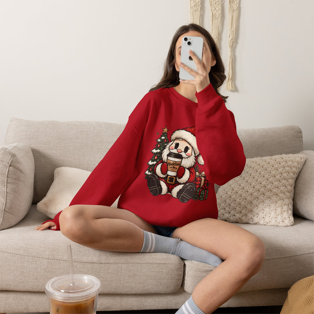 Santa Hookline Christmas Sweatshirt — Cute Cozy Holiday Crewneck
