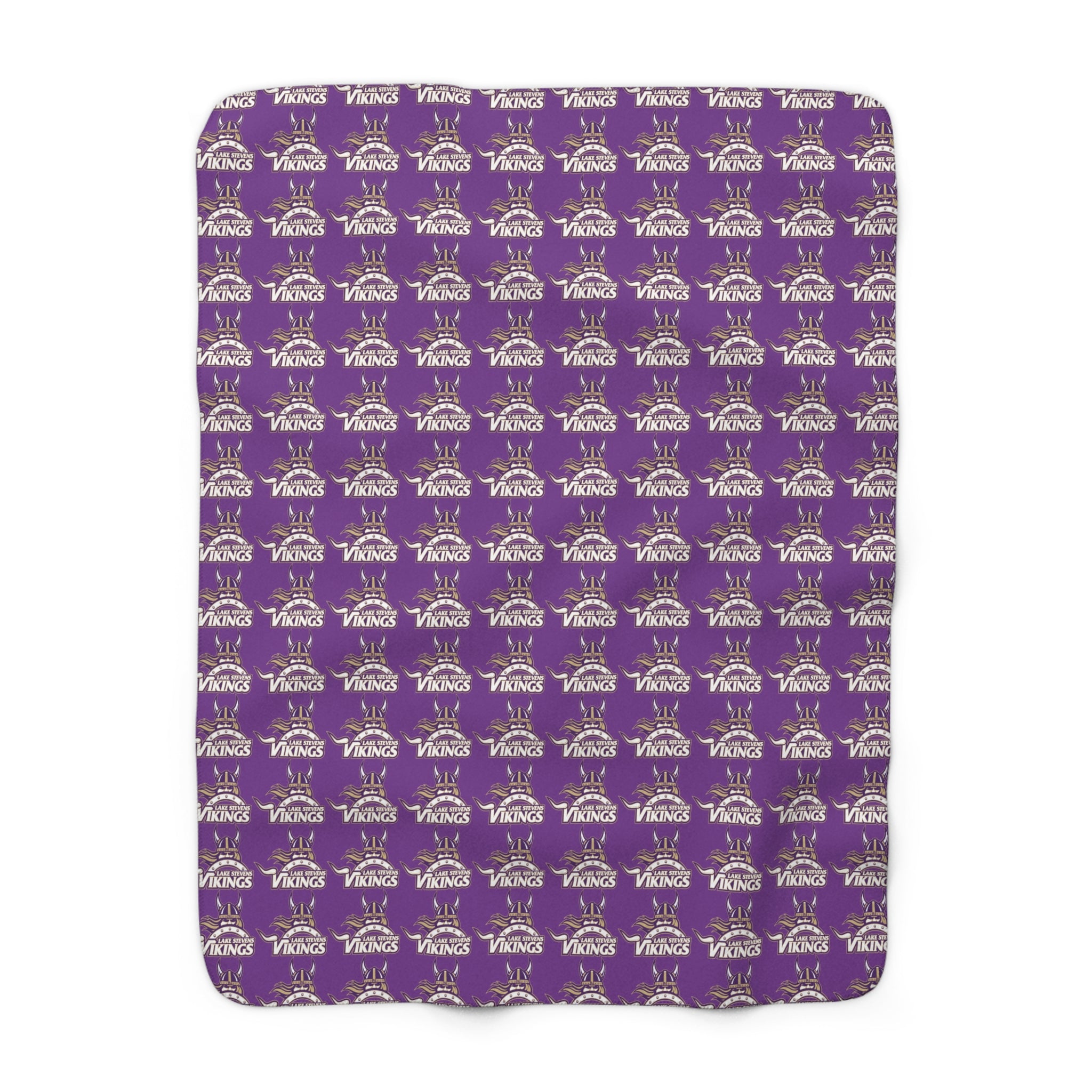 Lake Stevens Sherpa Fleece Blanket — Purple Vikings Repeat Logo Cozy Throw