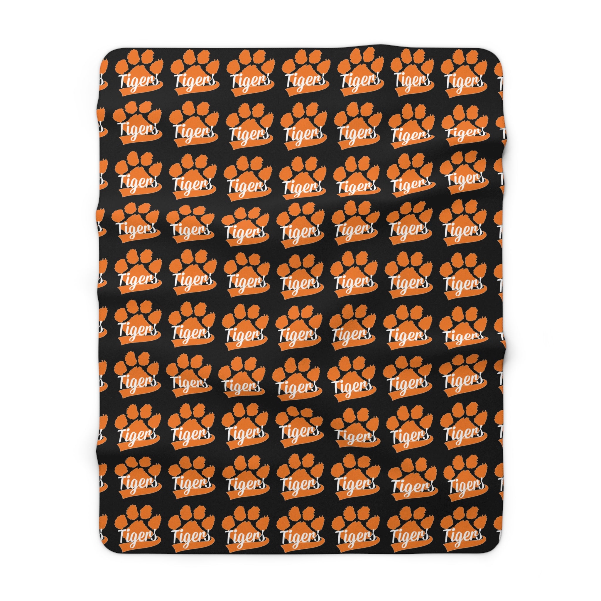 Granite Falls Tigers Sherpa Fleece Blanket — Black Tiger Repeat Logo Cozy Throw