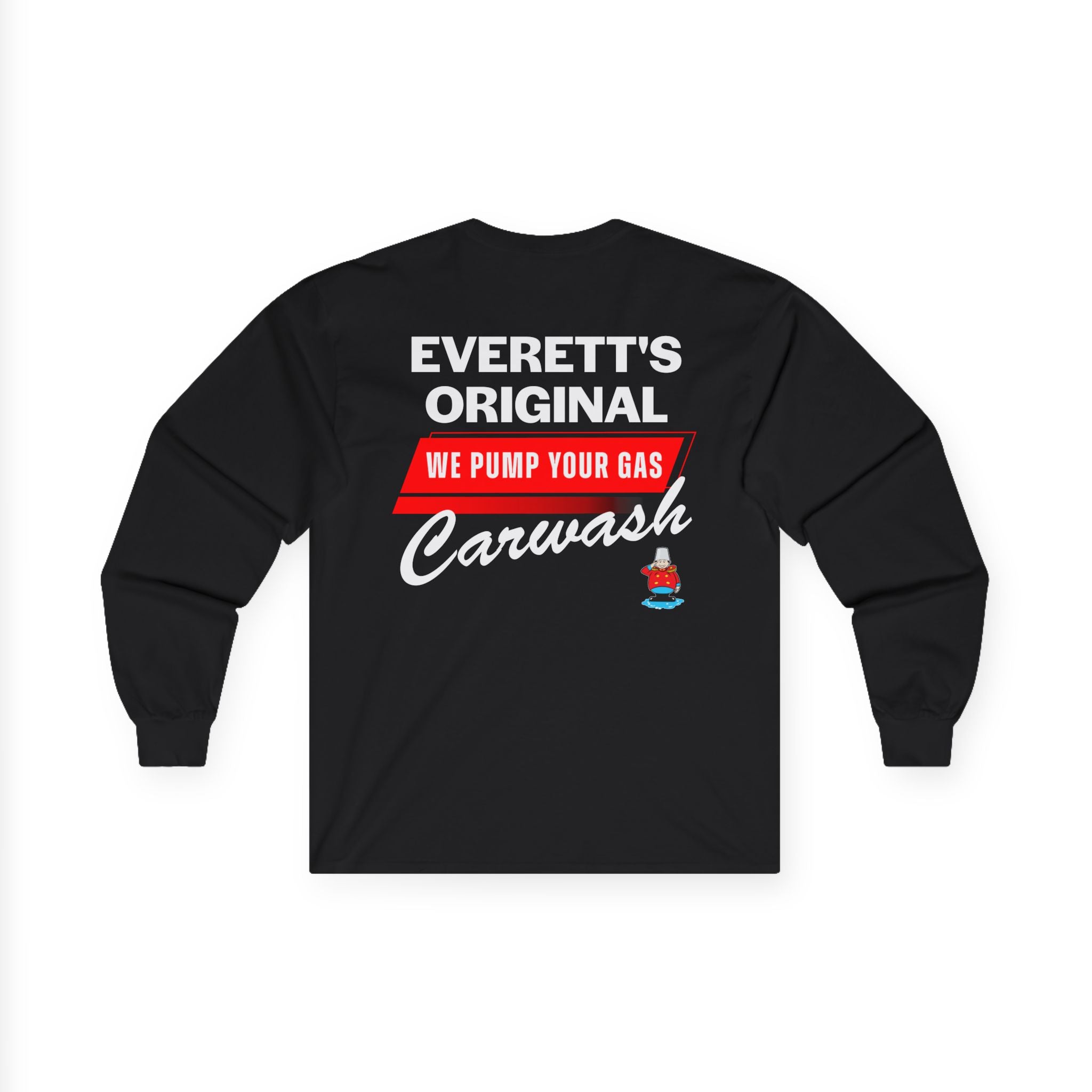 Everett's Original Carwash Long Sleeve Tee — "We Pump Your Gas" Retro Workshirt
