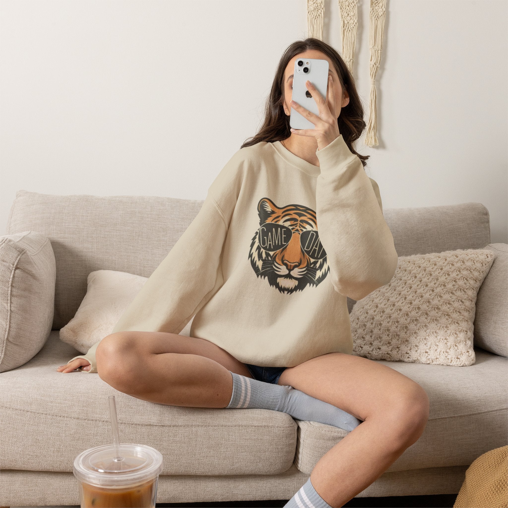 Cute Tiger Game Day Crewneck Sweatshirt