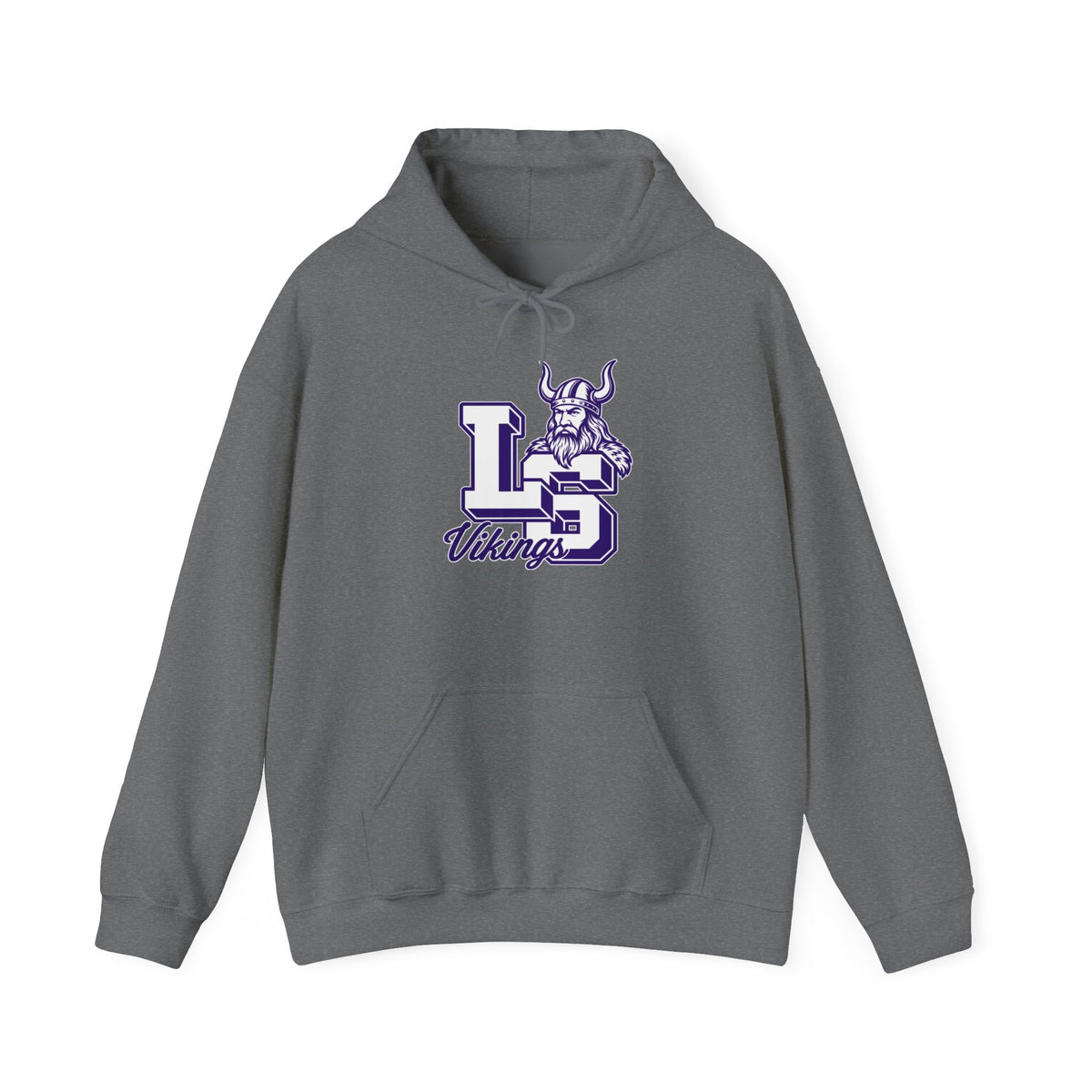 Vikings LS Logo Hoodie — Purple Viking Mascot School Spirit Sweatshirt