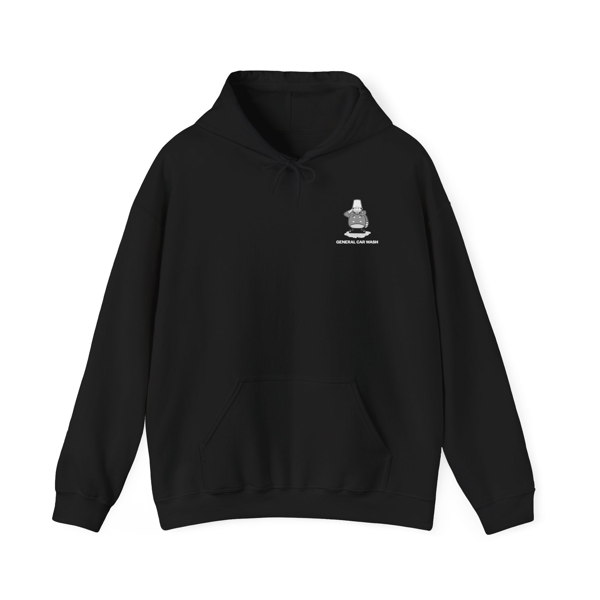 Black and White General Car Wash Hoodie — Retro Saluting General Logo Sweatshirt