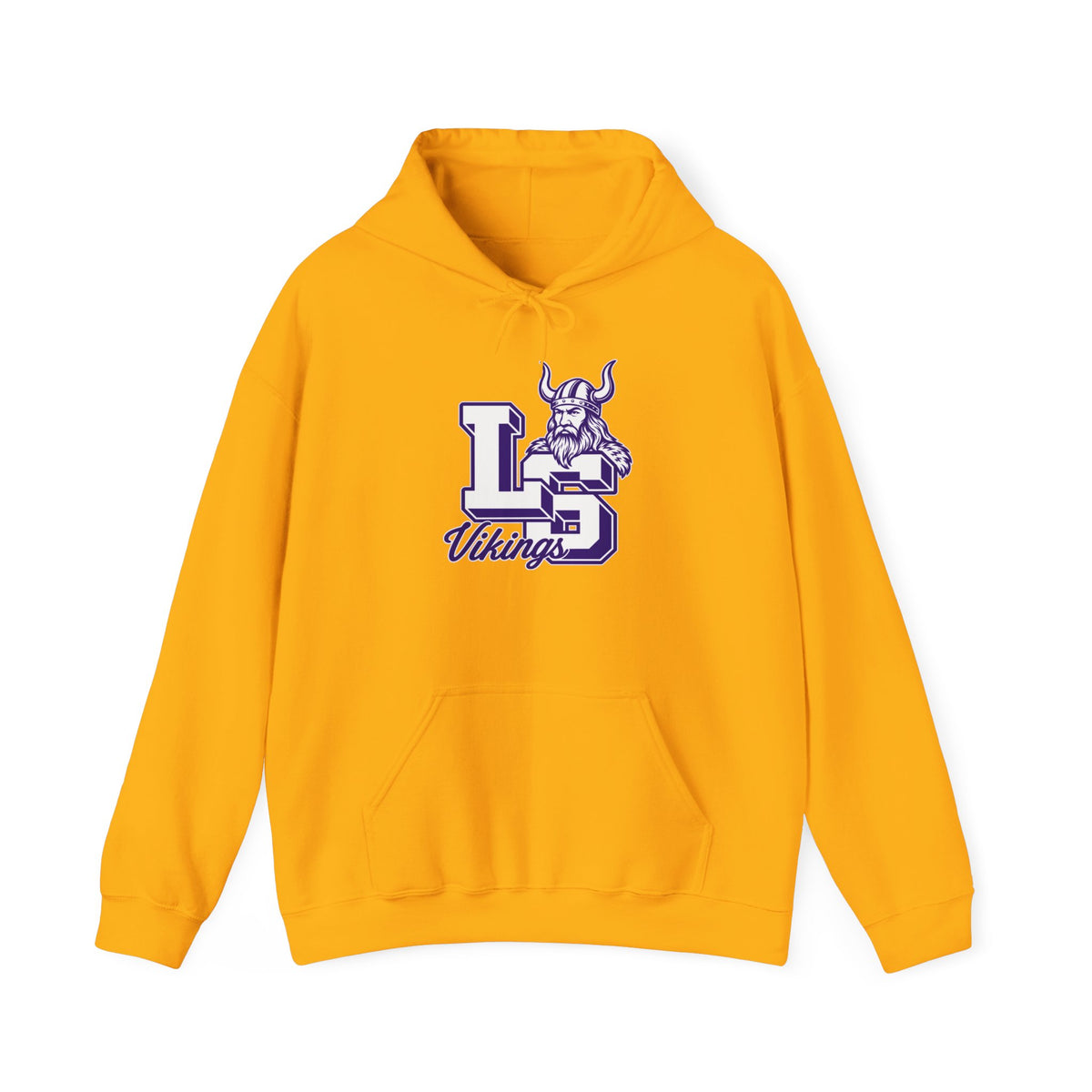 Vikings LS Logo Hoodie — Purple Viking Mascot School Spirit Sweatshirt