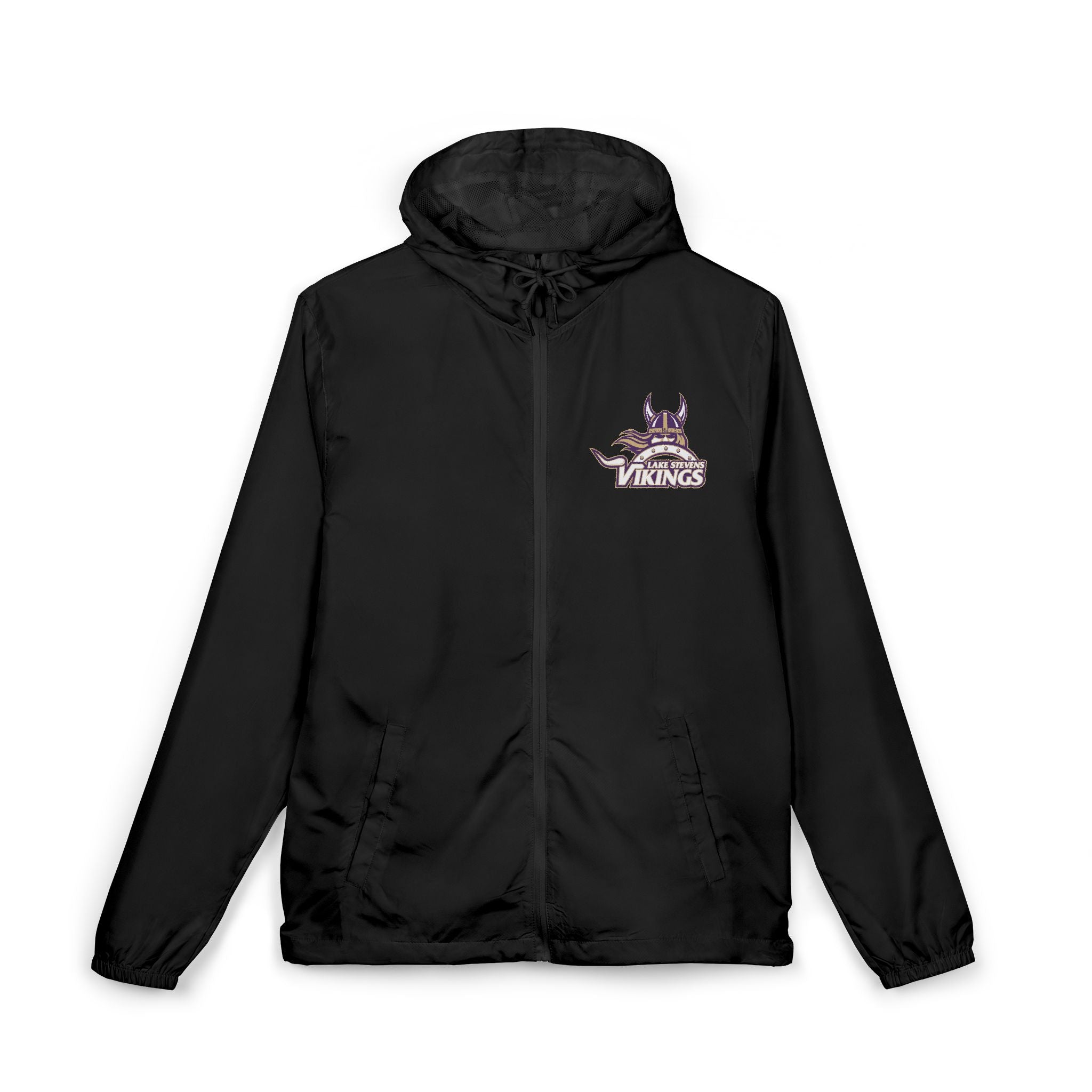 Vikings Logo Windbreaker Jacket — Lake Stevens Team Hoodie-Style Windbreaker