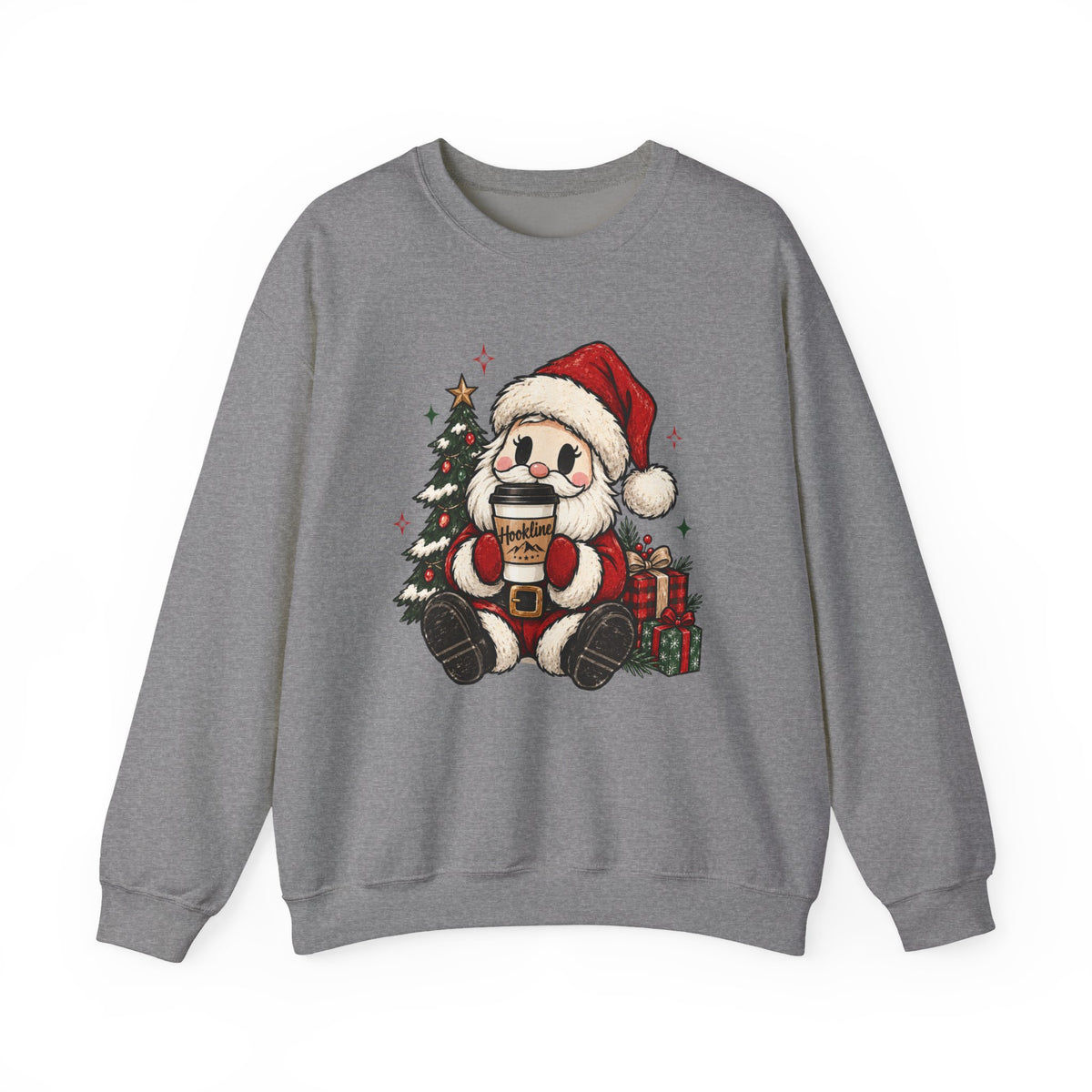 Santa Hookline Christmas Sweatshirt — Cute Cozy Holiday Crewneck