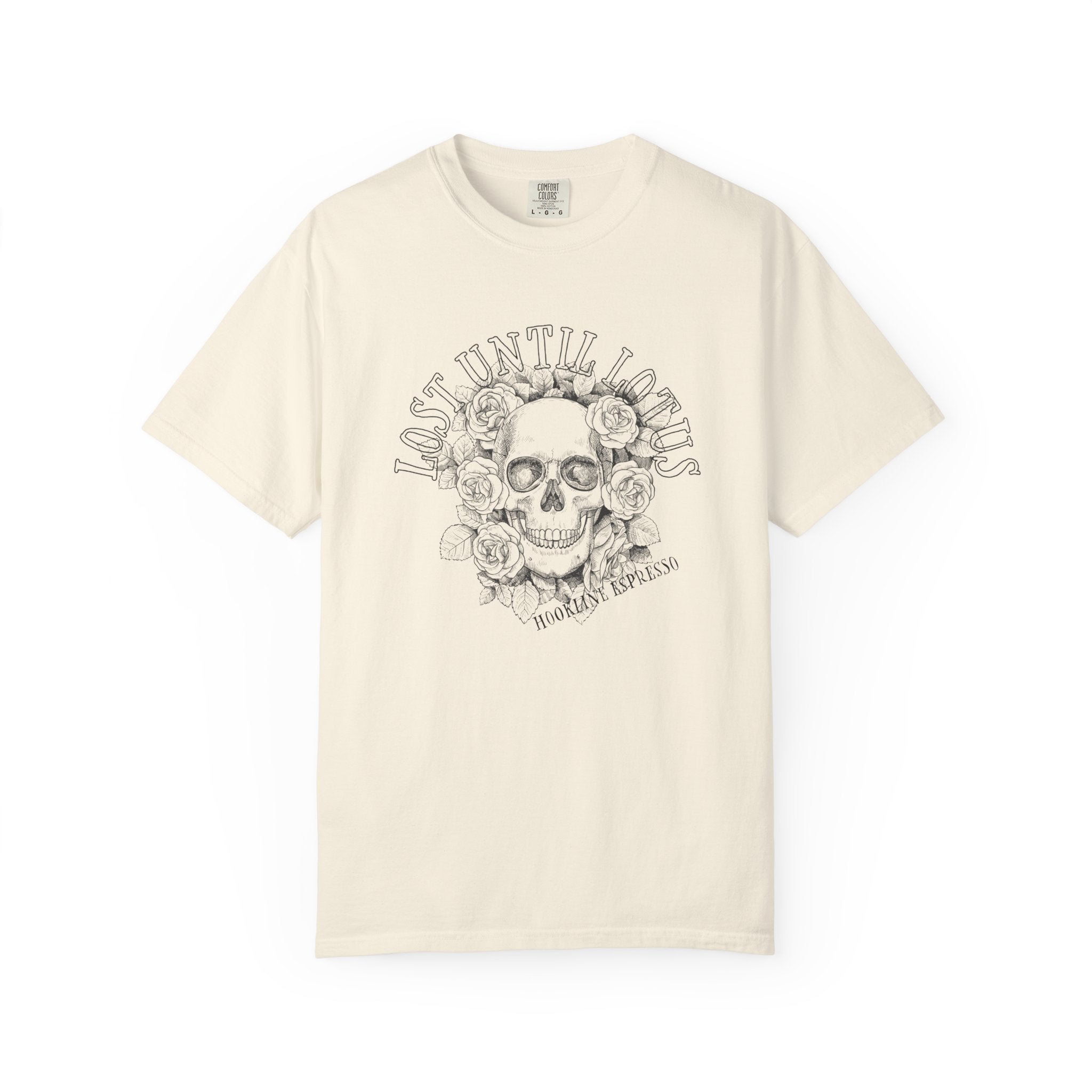 Hookline Espresso Lost Until Lotus Skull Floral Design