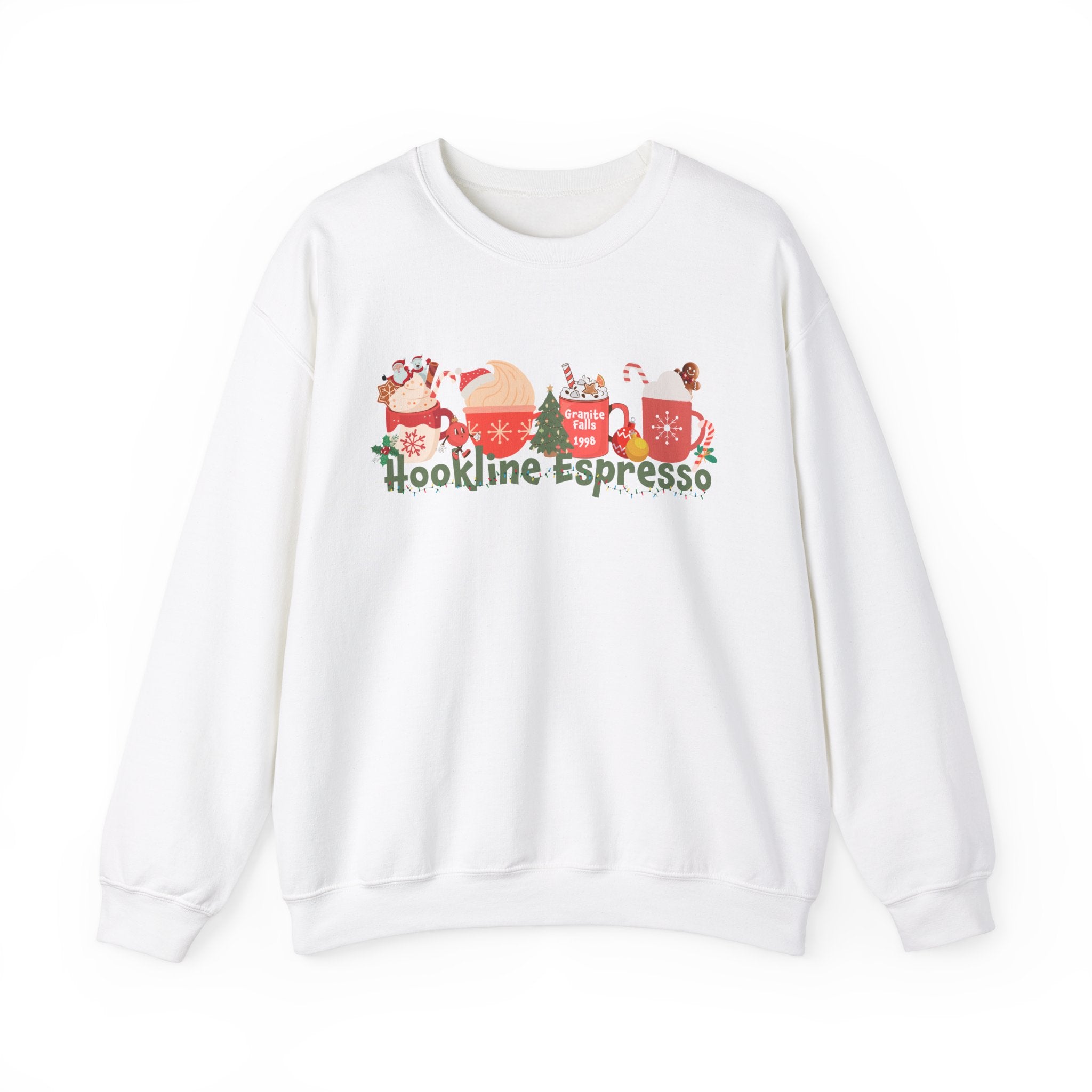 Festive Coffee Cup Christmas Sweatshirt – Hookline Espresso Edition