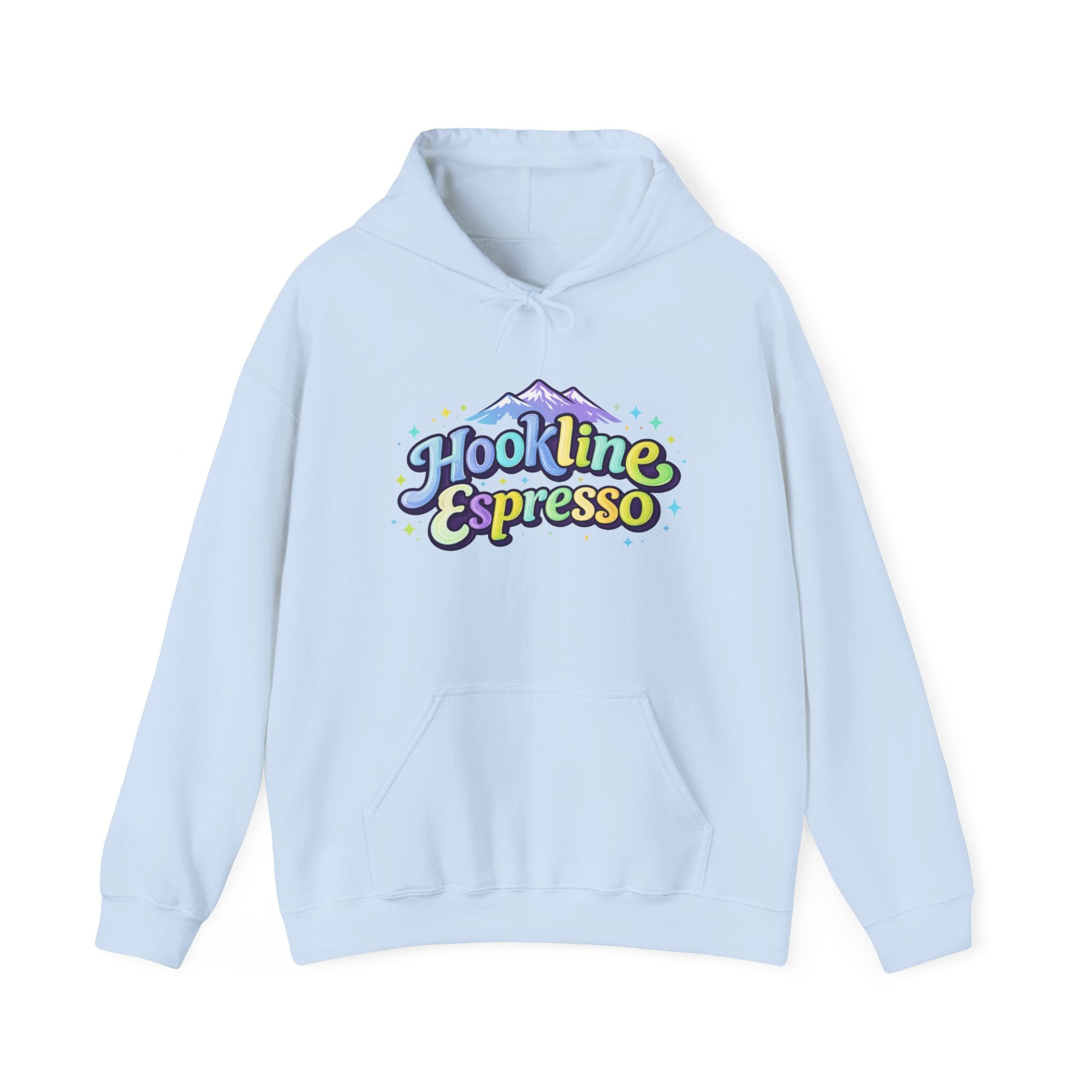 Hookline Espresso Hoodie — Mountain Coffee Logo Pullover