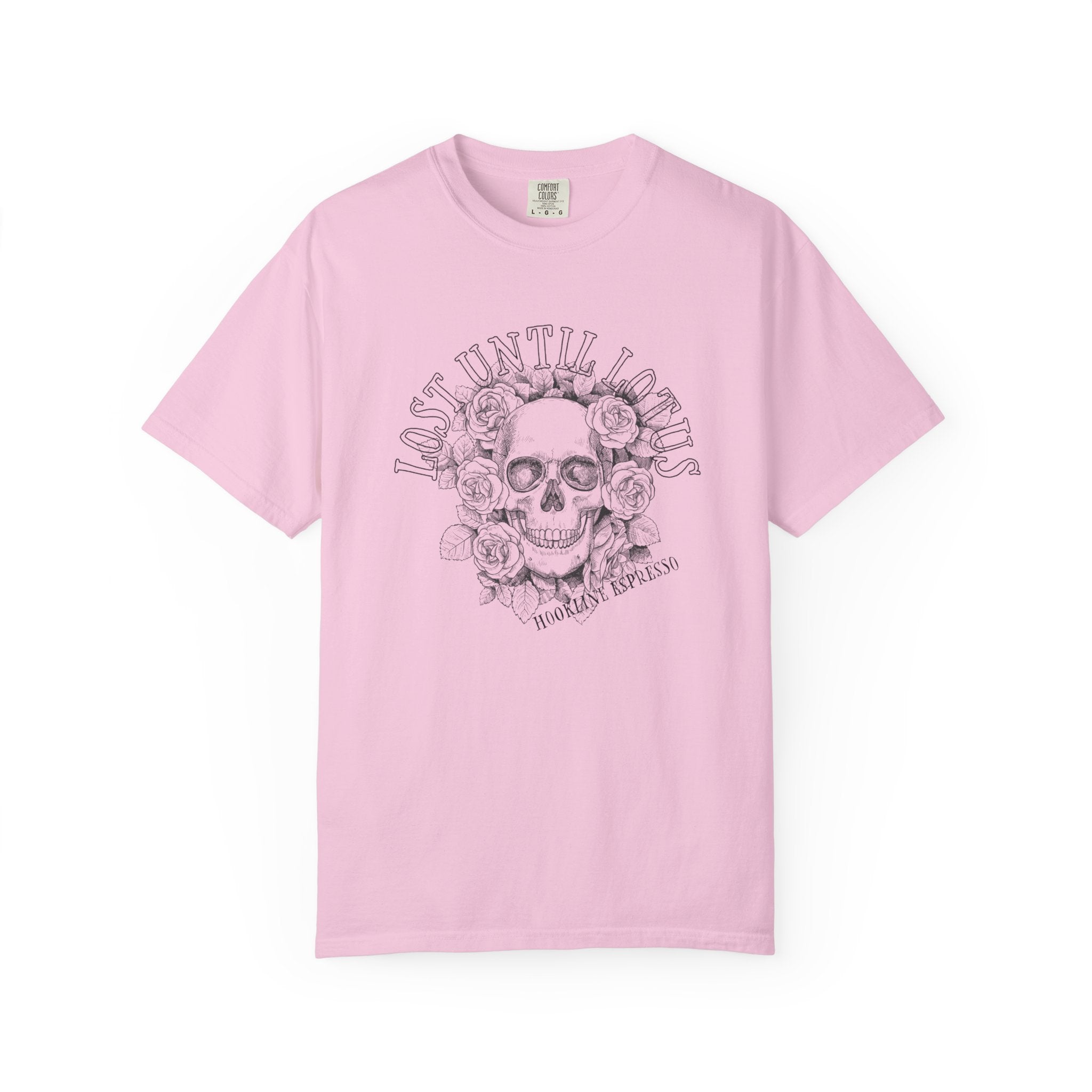 Hookline Espresso Lost Until Lotus Skull Floral Design