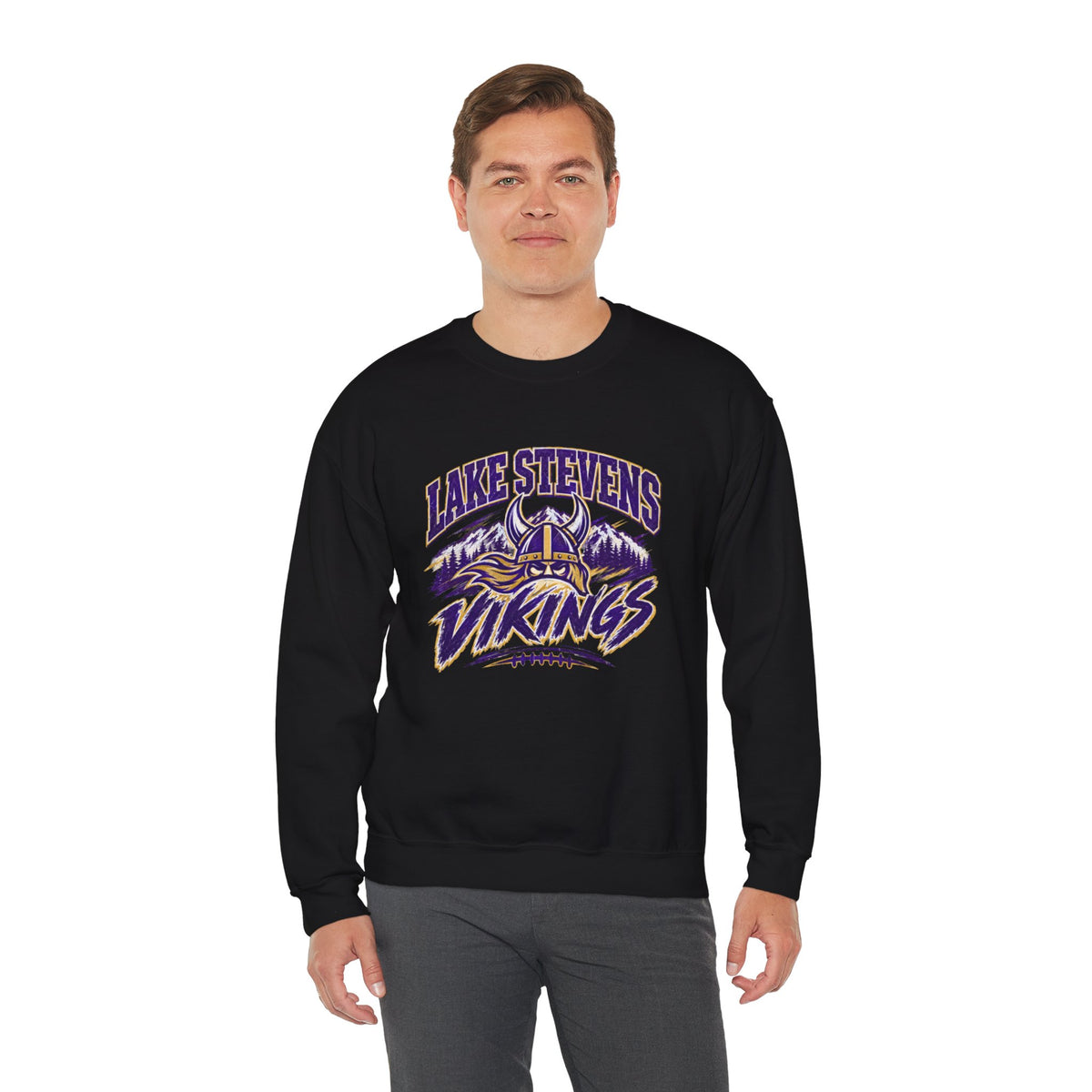Lake Stevens Vikings Crewneck Sweatshirt – School Mascot Football Pullover
