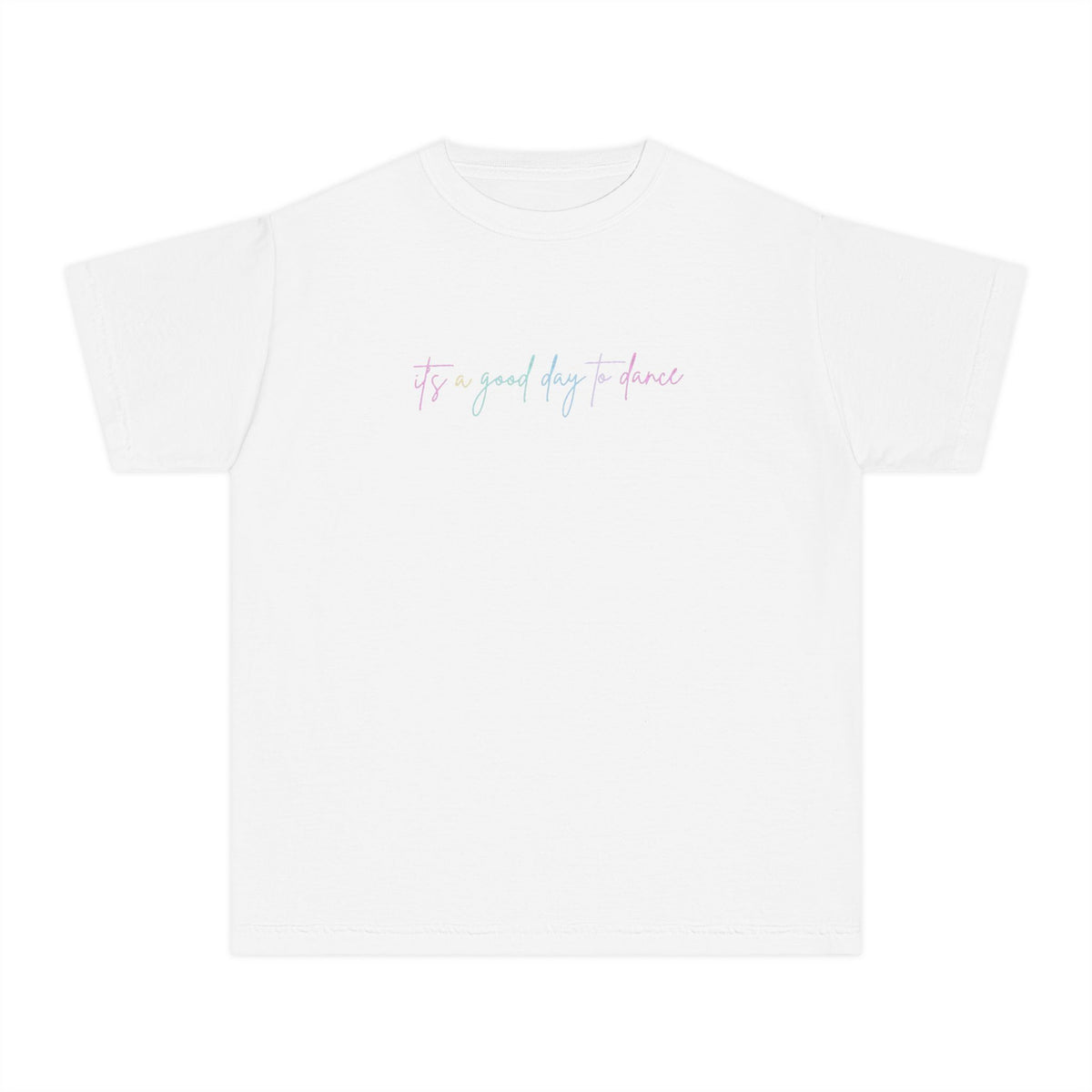 Youth Tee — "It's a Good Day to Dance" Pastel Script Kids T‑Shirt