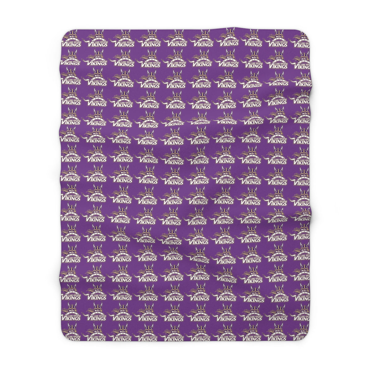 Lake Stevens Sherpa Fleece Blanket — Purple Vikings Repeat Logo Cozy Throw
