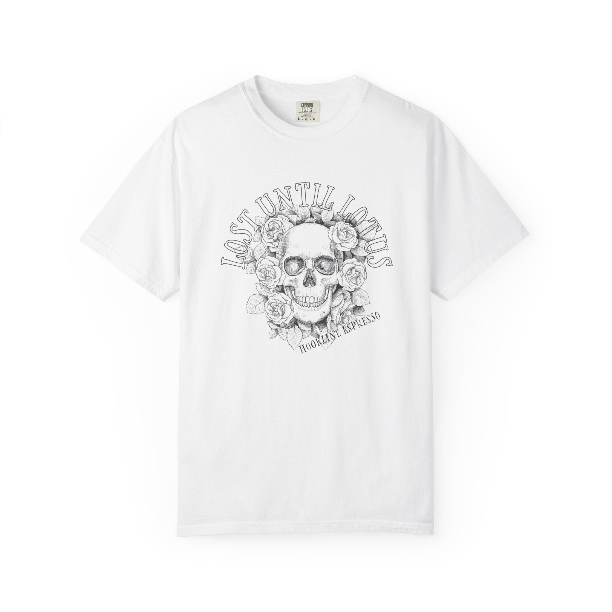 Hookline Espresso Lost Until Lotus Skull Floral Design