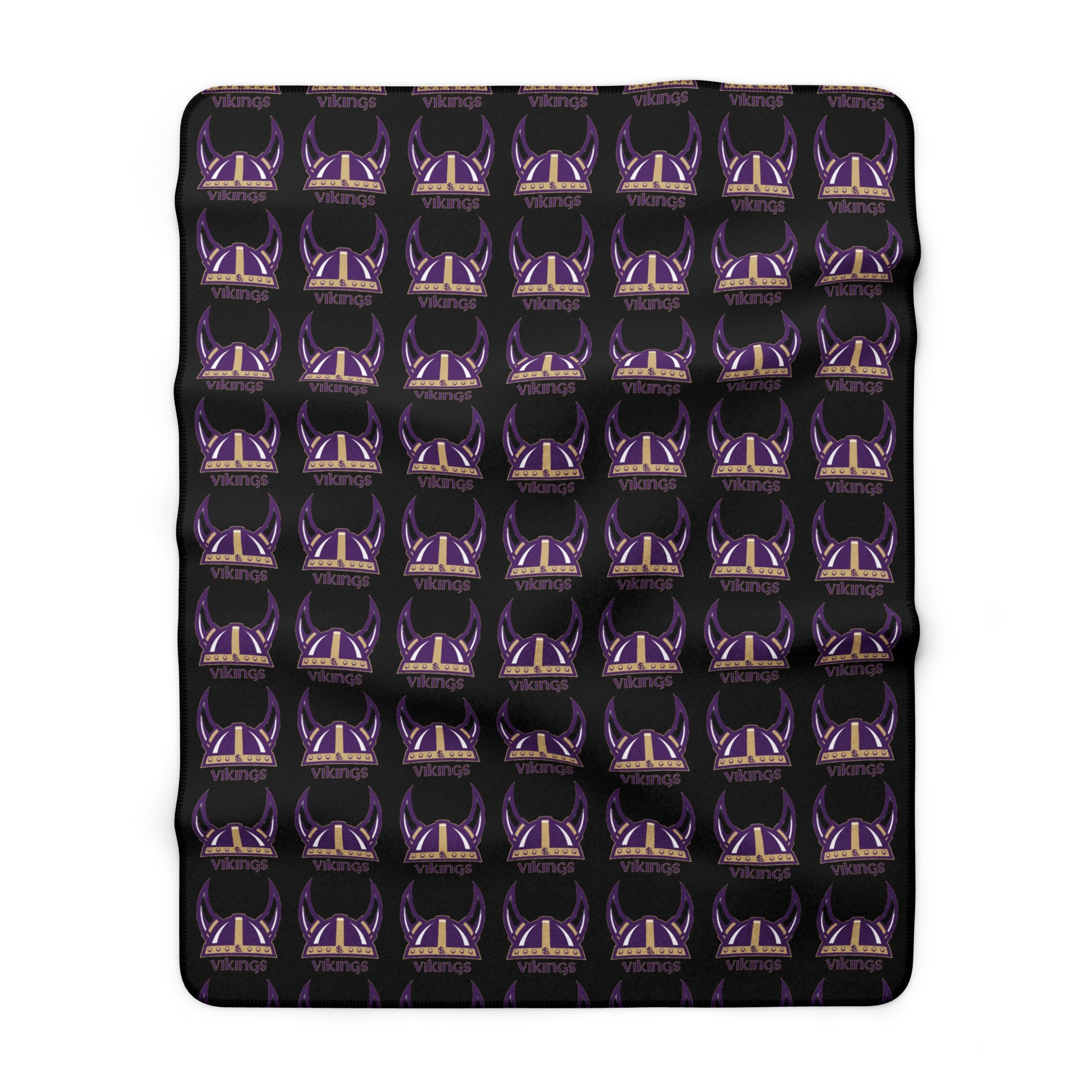 Lake Stevens Sherpa Fleece Blanket — Black Vikings Repeat Logo Cozy Throw