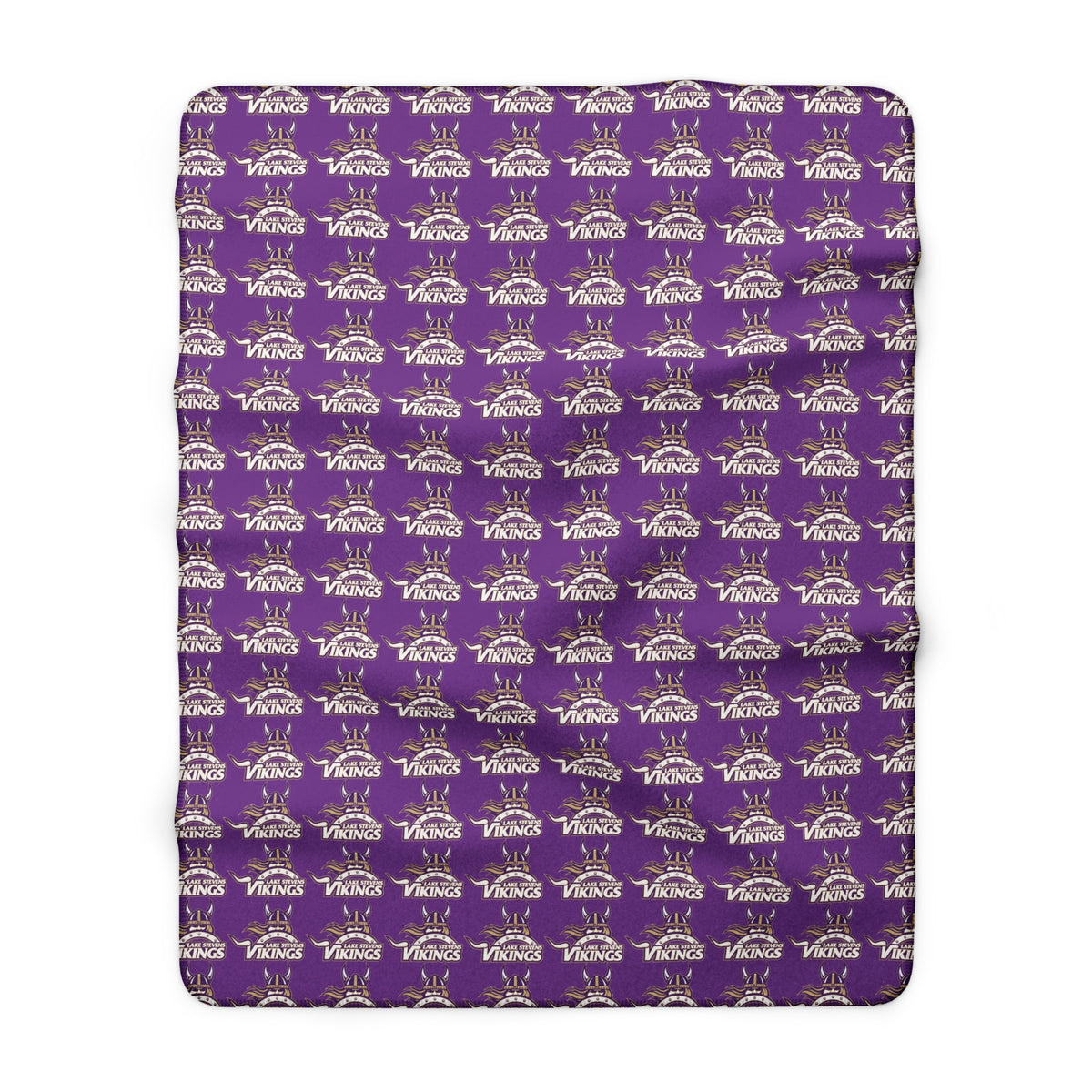 Lake Stevens Sherpa Fleece Blanket — Purple Vikings Repeat Logo Cozy Throw