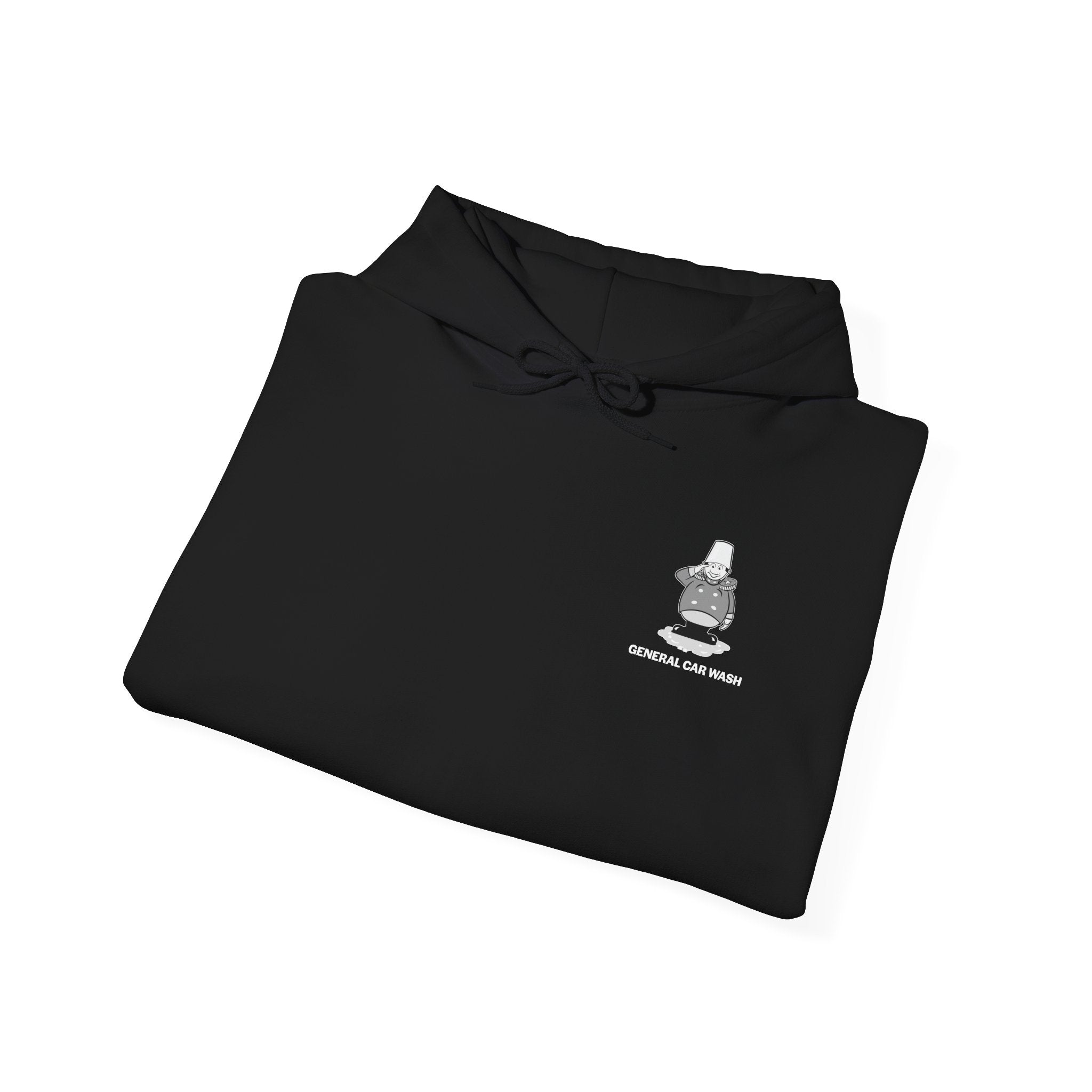 Black and White General Car Wash Hoodie — Retro Saluting General Logo Sweatshirt