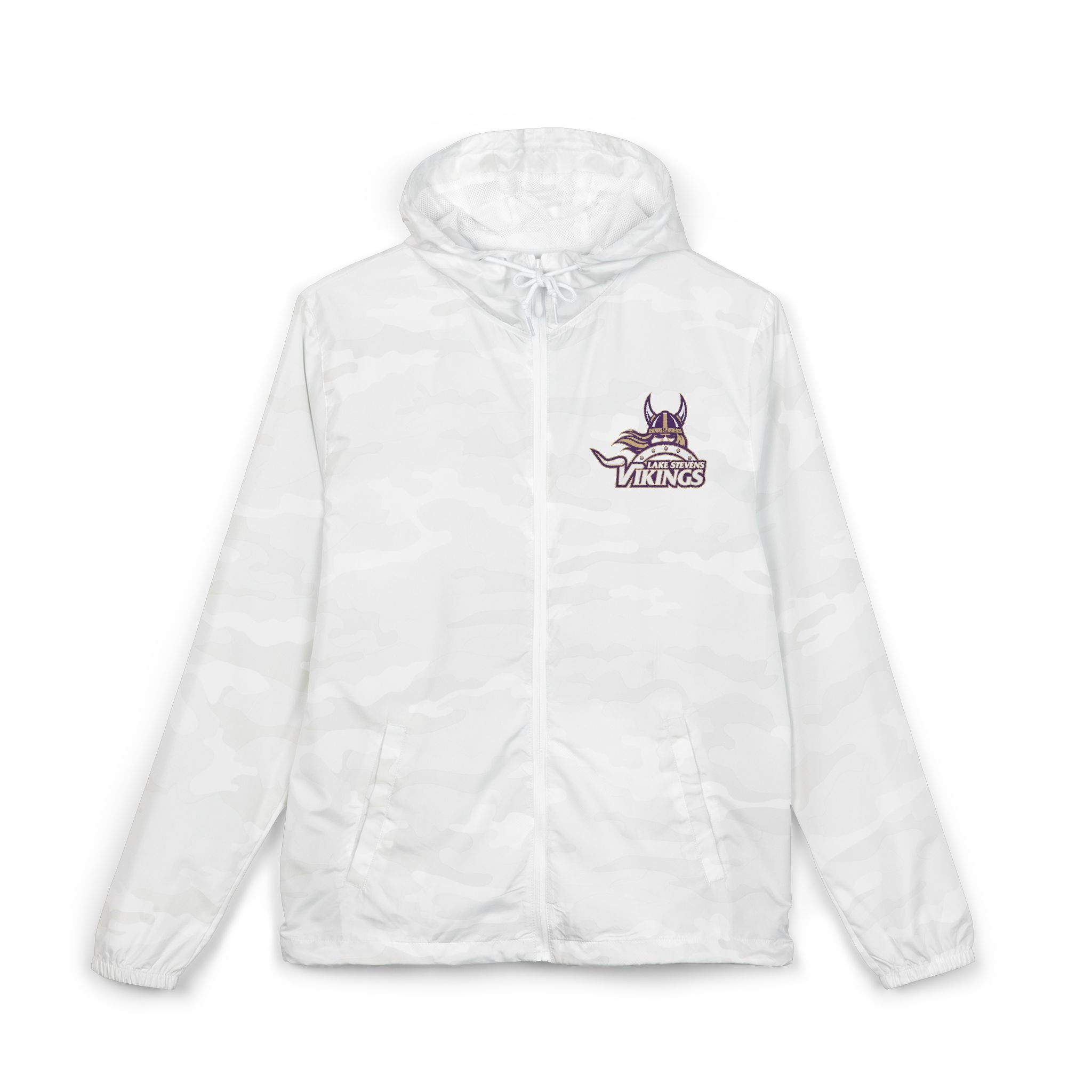 Vikings Logo Windbreaker Jacket — Lake Stevens Team Hoodie-Style Windbreaker