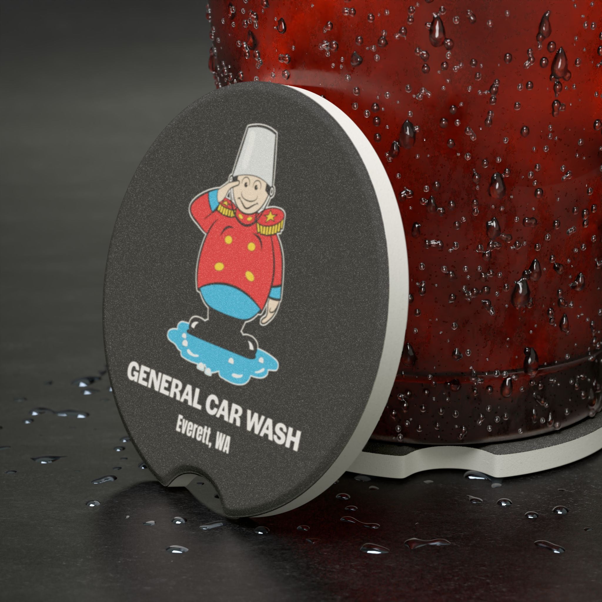 Soapstone Car Coaster — General Car Wash Logo Car Coaster