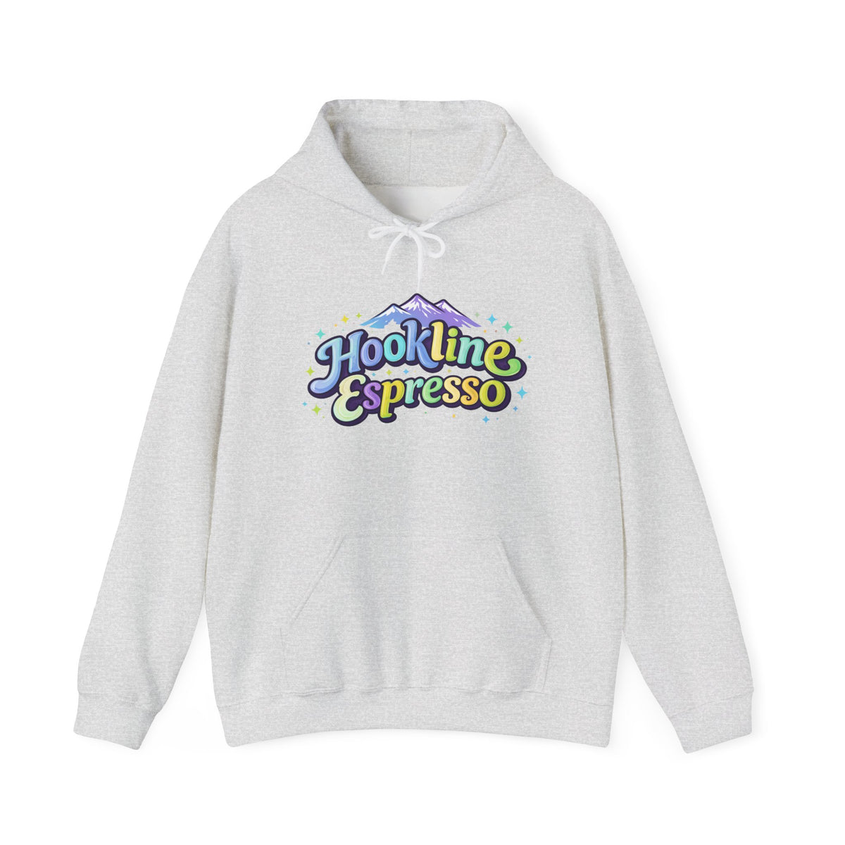 Hookline Espresso Hoodie — Mountain Coffee Logo Pullover