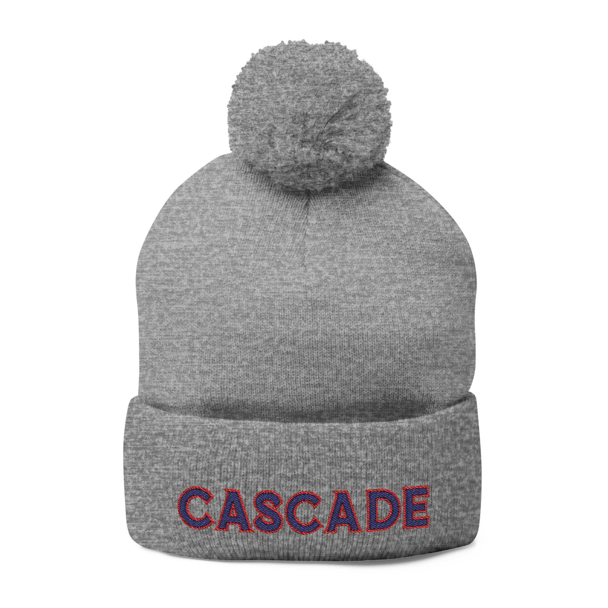 Cascade Embroidered Pom-Pom Beanie — Cozy Knit Winter Hat