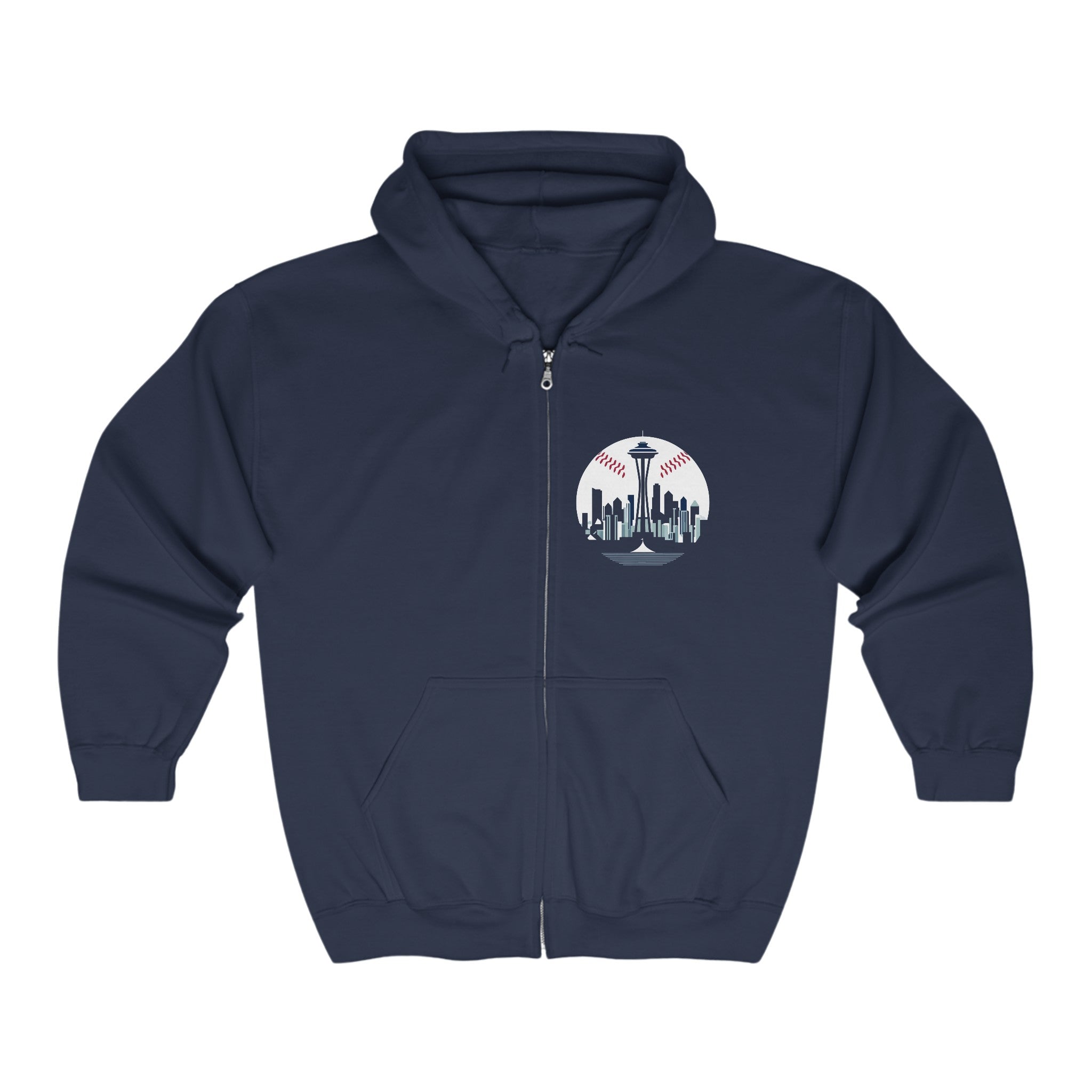Seattle Skyline Baseball Unisex Heavy Blend Full Zip Hooded Sweatshirt