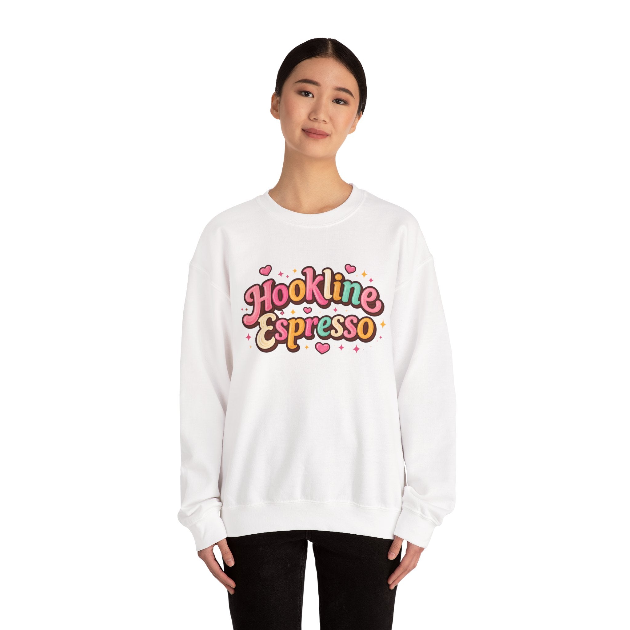 Hookline Espresso Crewneck Sweatshirt — Cute Retro Coffee Graphic