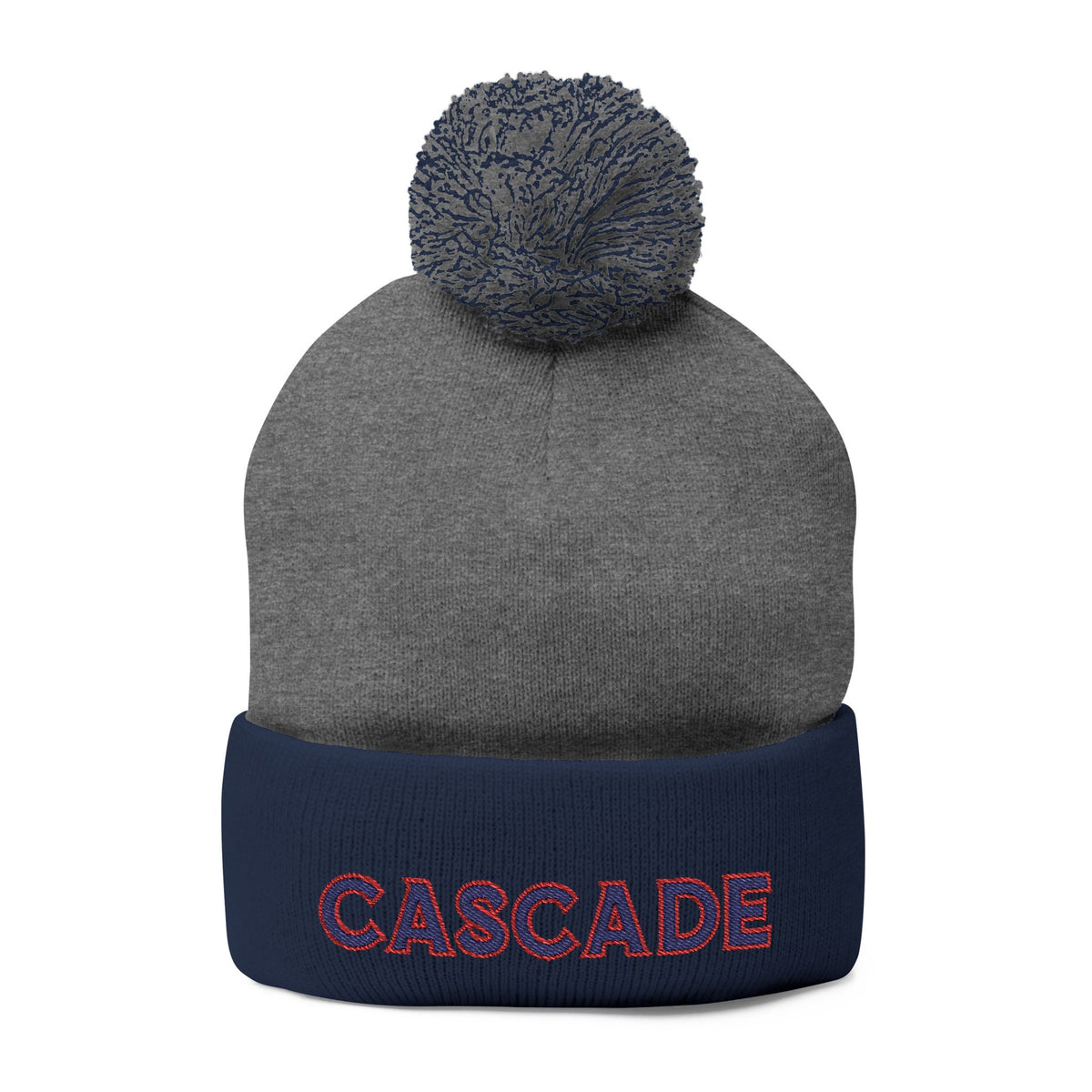 Cascade Embroidered Pom-Pom Beanie — Cozy Knit Winter Hat