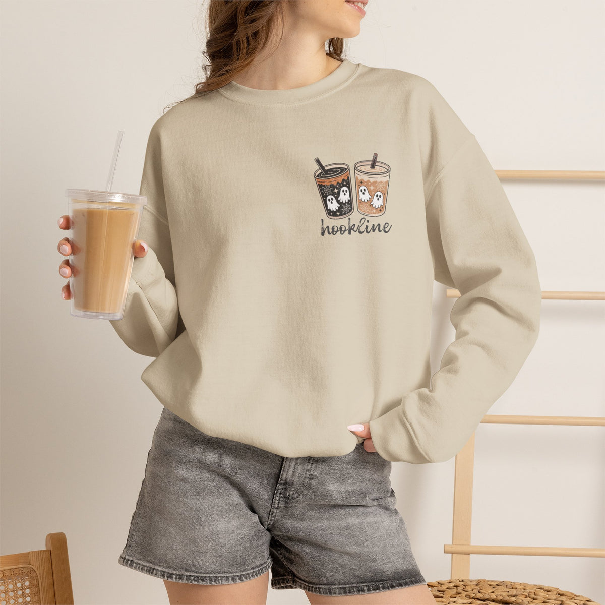 Hookline Sweatshirt — Cute Spooky Iced Coffee