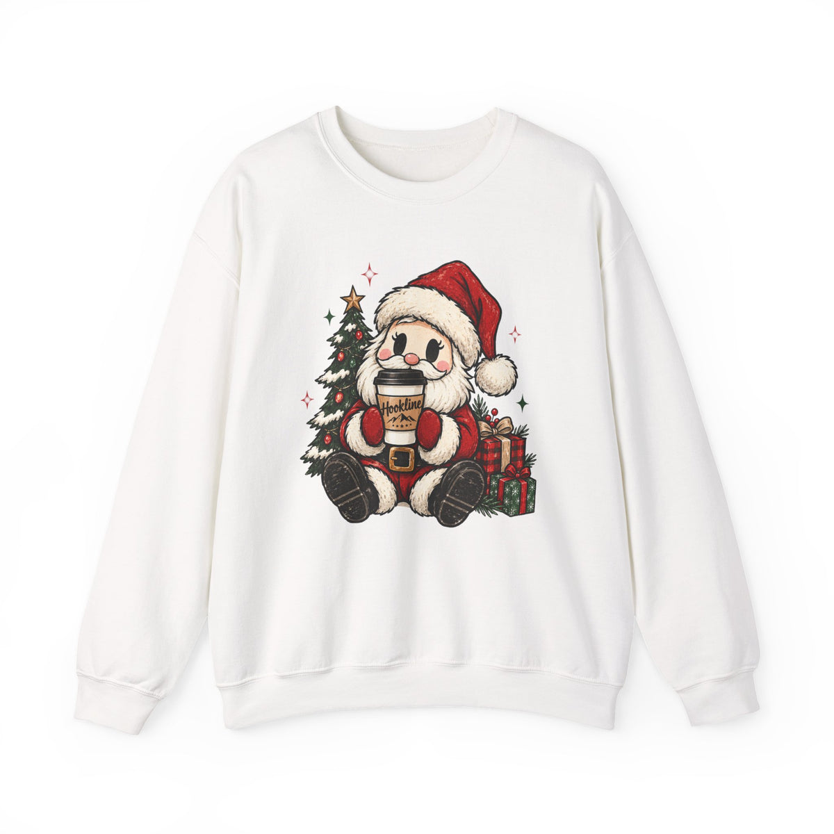 Santa Hookline Christmas Sweatshirt — Cute Cozy Holiday Crewneck