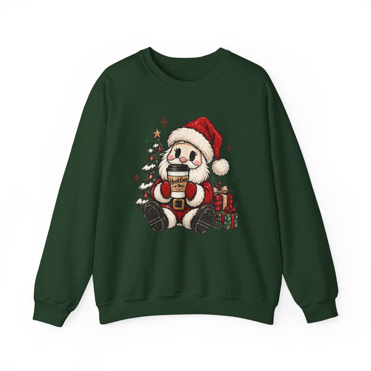 Santa Hookline Christmas Sweatshirt — Cute Cozy Holiday Crewneck
