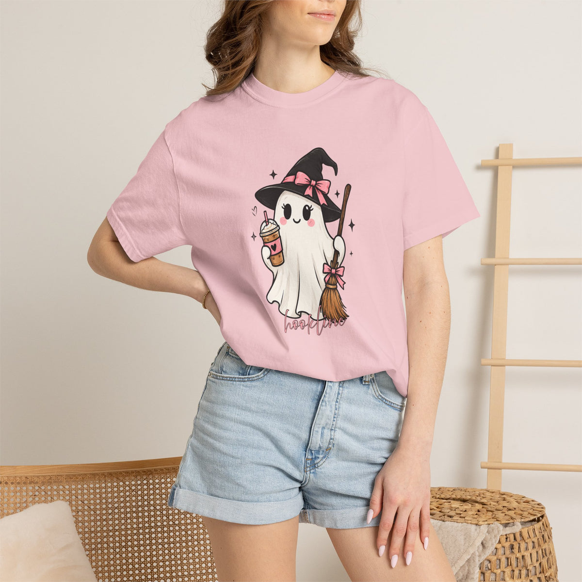 Cute Hookline Witch Ghost T‑Shirt