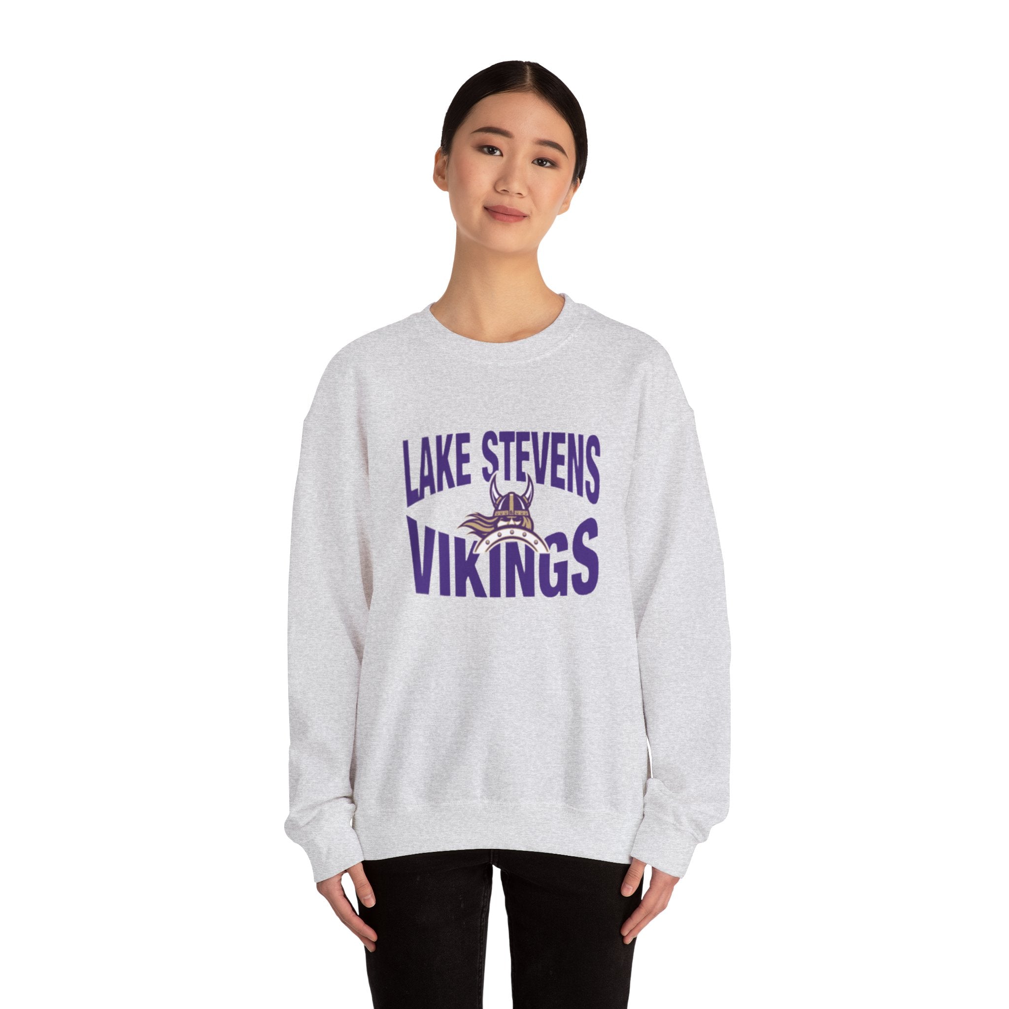 Lake Stevens Vikings Crewneck Sweatshirt – Bold Front Graphic School Spirit Sweatshirt