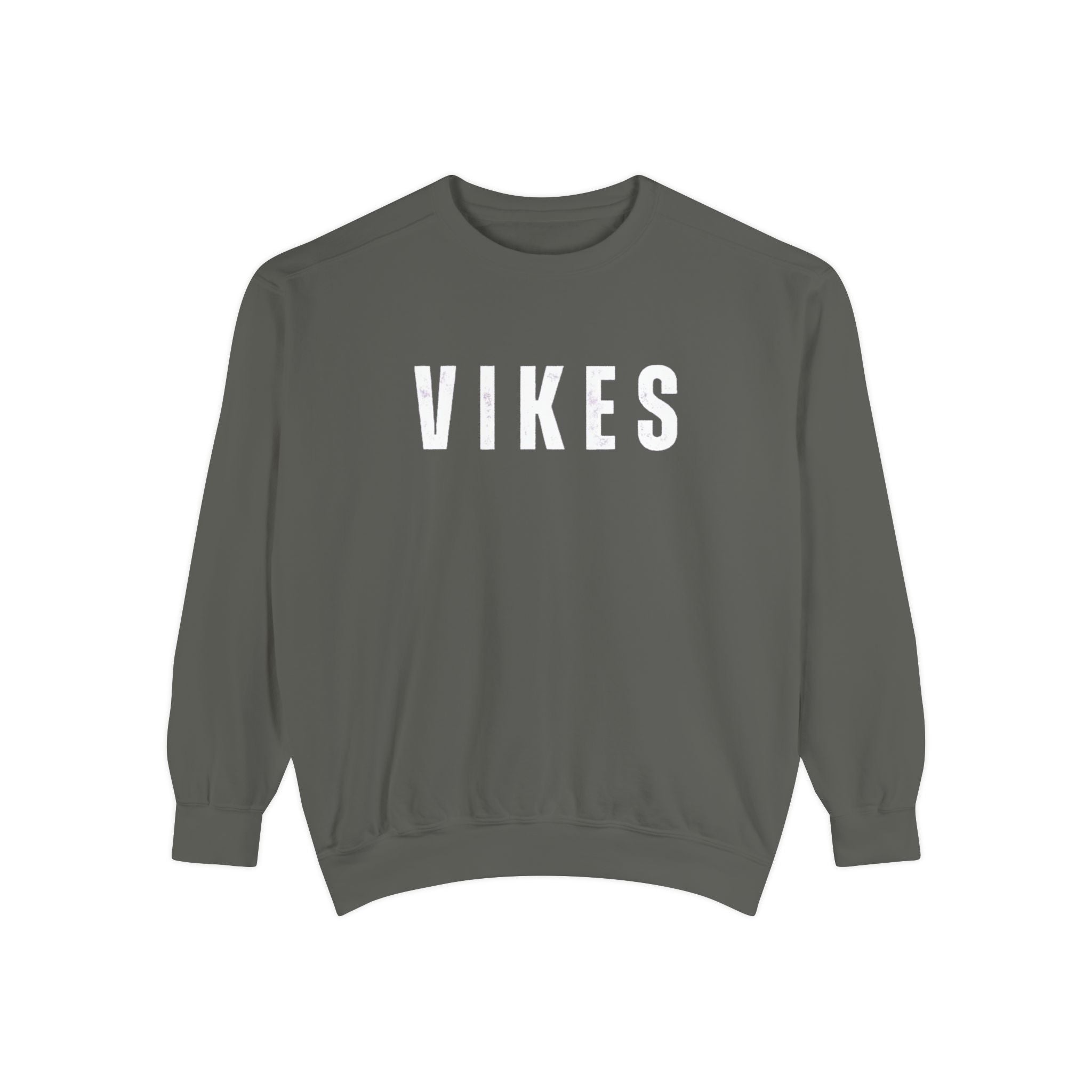 VIKES Distressed Crewneck Sweatshirt — Vintage Collegiate Pullover