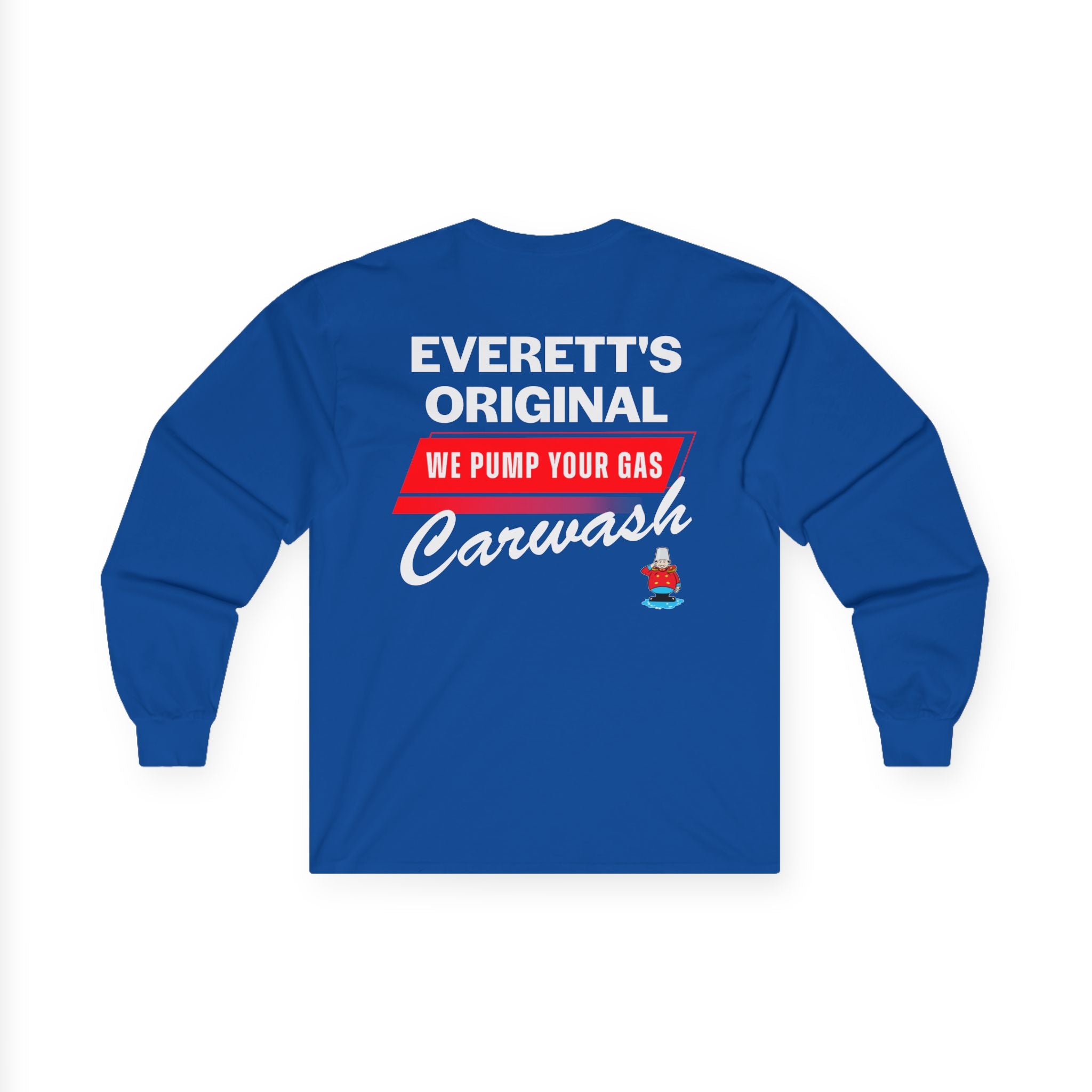 Everett's Original Carwash Long Sleeve Tee — "We Pump Your Gas" Retro Workshirt