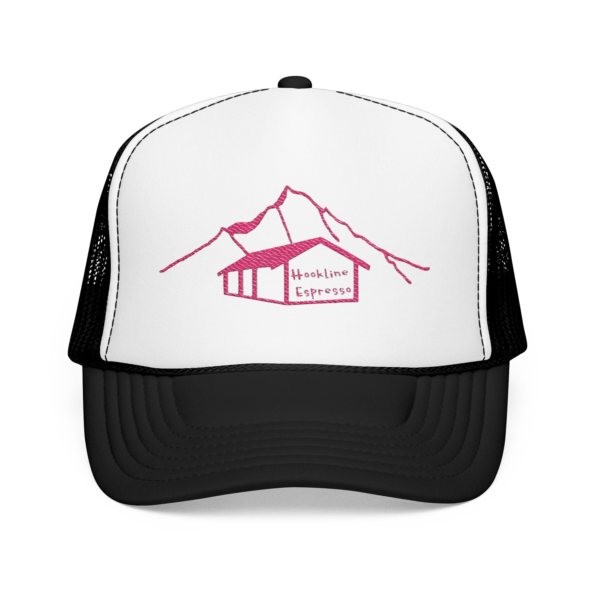 Hookline Espresso Embroidered White Foam Trucker Hat