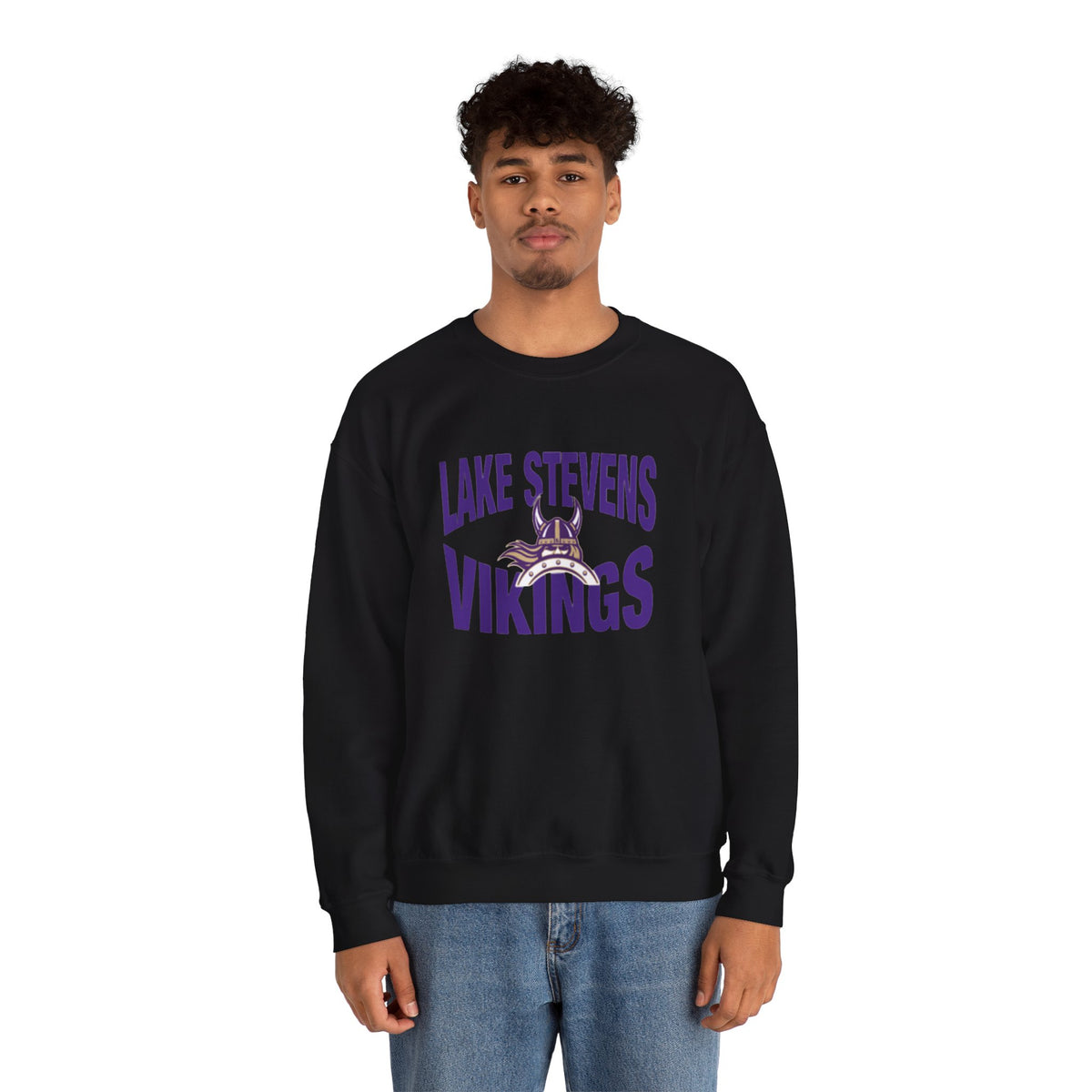 Lake Stevens Vikings Crewneck Sweatshirt – Bold Front Graphic School Spirit Sweatshirt