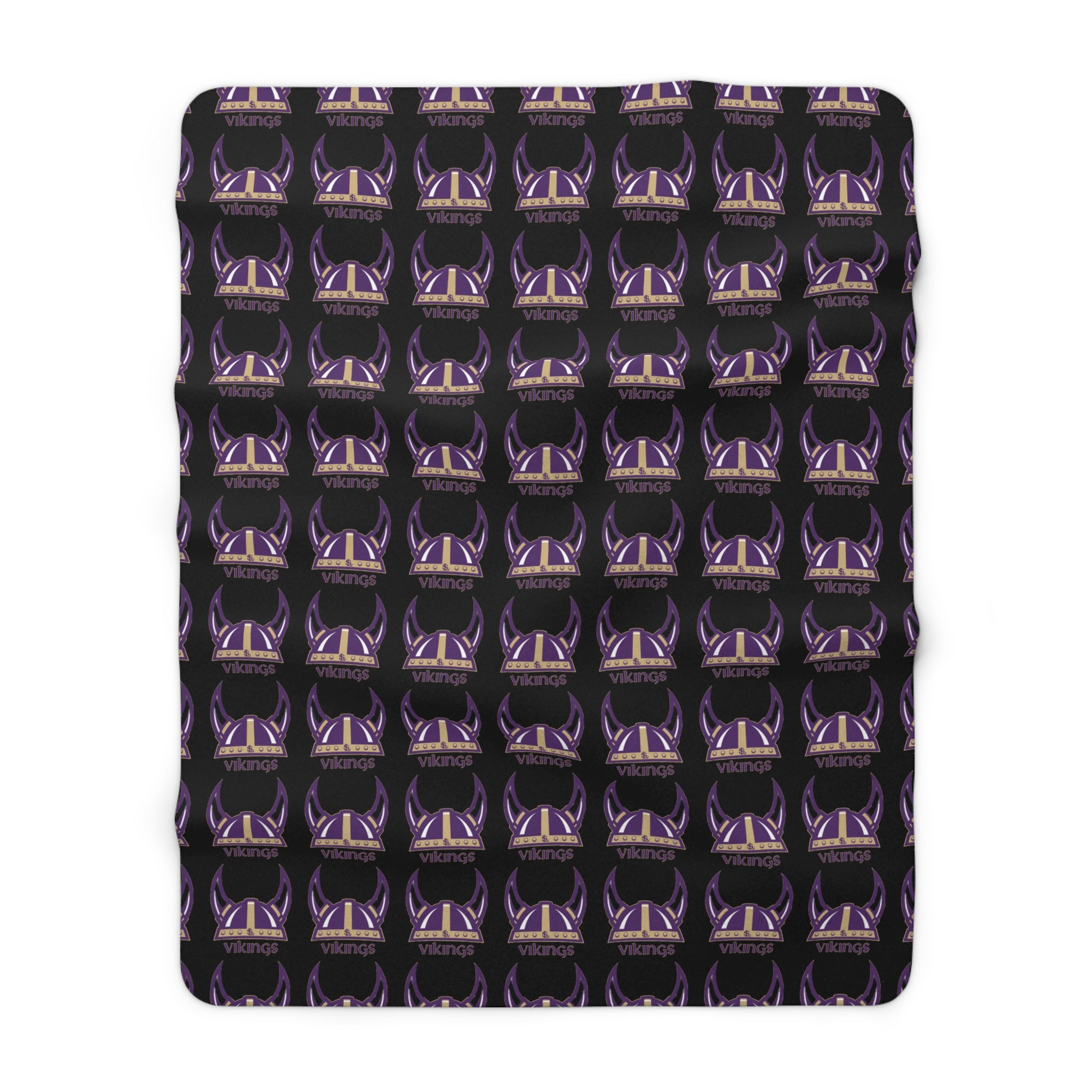 Lake Stevens Sherpa Fleece Blanket — Black Vikings Repeat Logo Cozy Throw