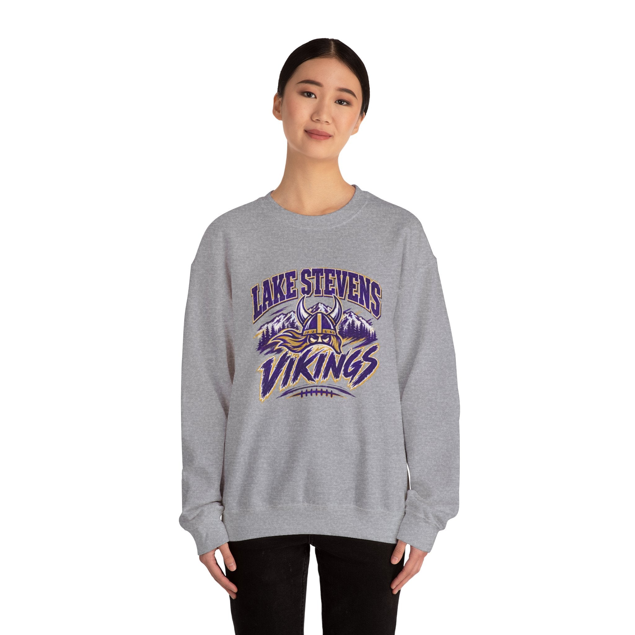 Lake Stevens Vikings Crewneck Sweatshirt – School Mascot Football Pullover