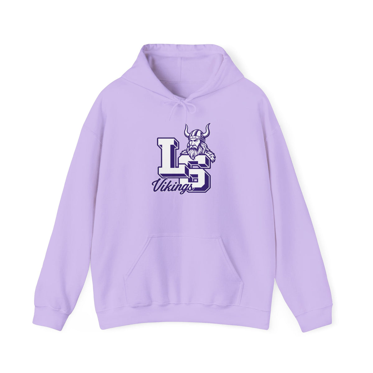 Vikings LS Logo Hoodie — Purple Viking Mascot School Spirit Sweatshirt